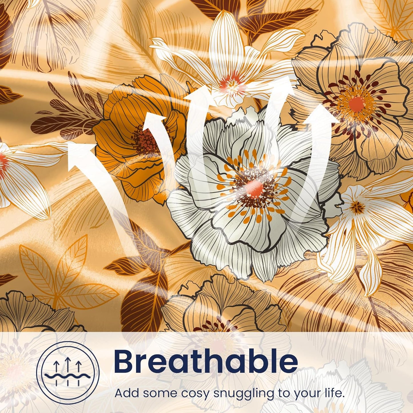 EXQ Home Satin Pillowcase for Hair and Skin Queen - Printed Autumn Flowers Silk Pillow Cases 2 Pack 20x30 inches - Satin Pillow Cases Set of 2 with Envelope Closure, Gifts for Women Men