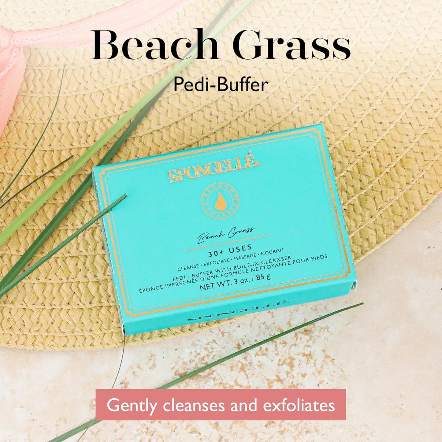 SPONGELLÉ Pedi-Buffer - Cleanse, Exfoliate & Polish Feet - Beach Grass