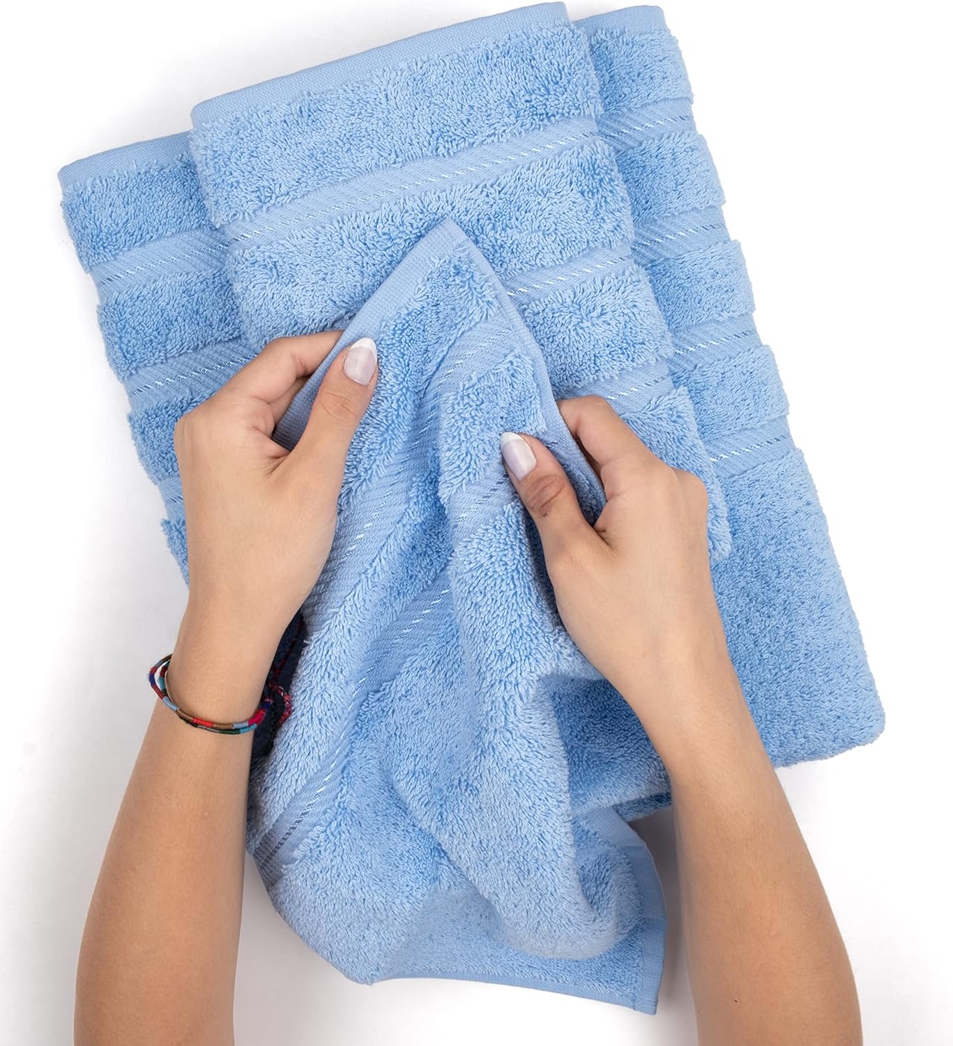 American Soft Linen Luxury 4 Piece Bath Towel Set, 600 GSM 100% Cotton Turkish Bath Towels for Bathroom, 27x54 in Large Bathroom Shower Towels, Sky Blue