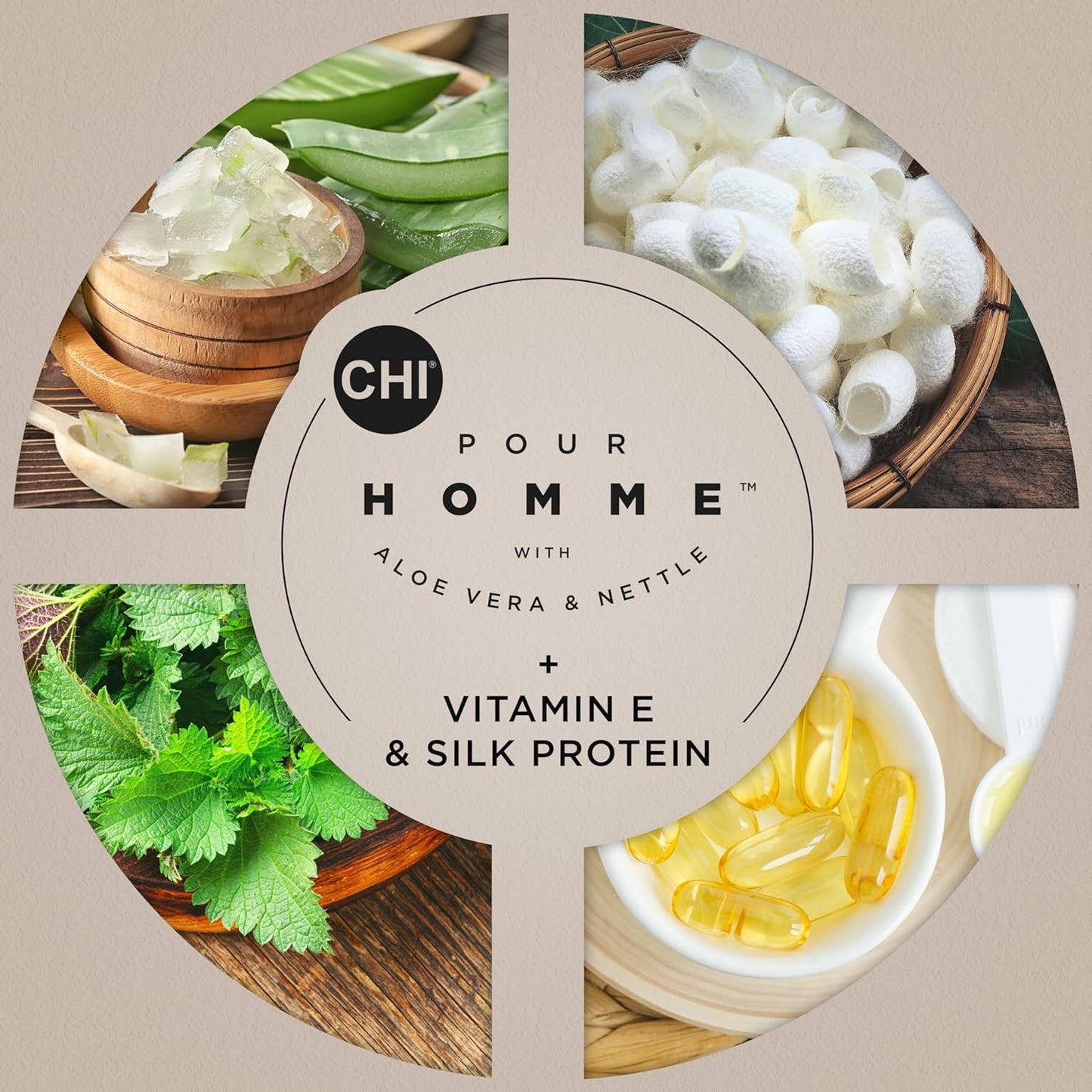 CHI Pour Homme Beard Oil for Men, Softens & Smooths Hair & Moisturizes Skin, Promotes Growth, Made With Aloe Vera & Nettle, Fresh, Woody Scent, 2 oz