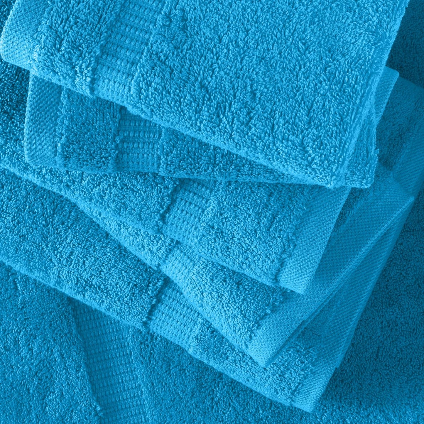 SALBAKOS 100% Turkish Cotton 6-Piece Towel Set | Heirloom Quality Hotel & Spa Collection | Soft, Super Absorbent 2 Washcloth, 2 Hand, 2 Bath Towel Sets | Made in Turkey (Aqua, 6 Piece Towel Set)