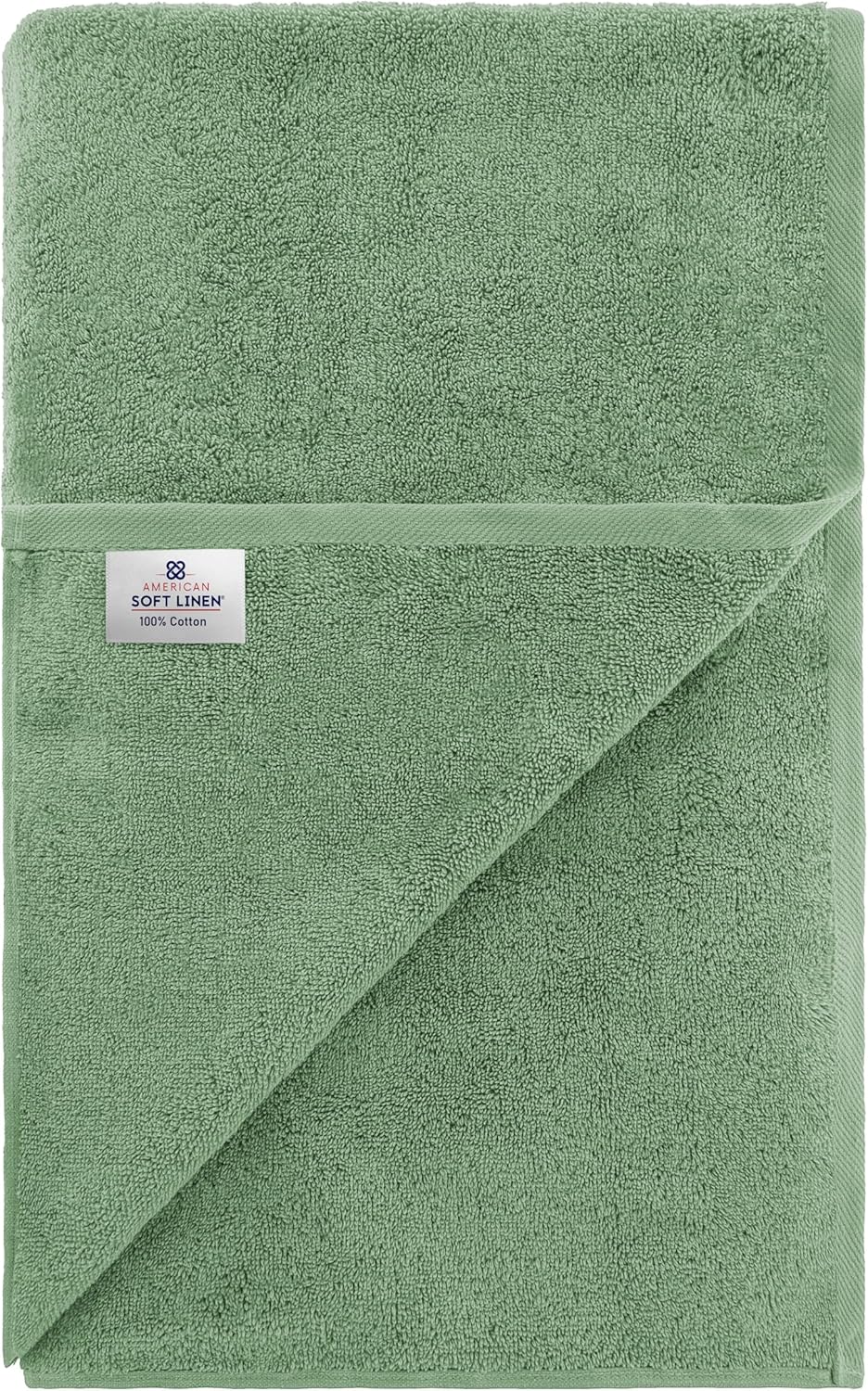 American Soft Linen Oversized Bath Sheet 40x80 Extra Large for Bathroom, 600 GSM 100% Cotton Turkish Jumbo Bathsheet Towels for Adults, Sage Green