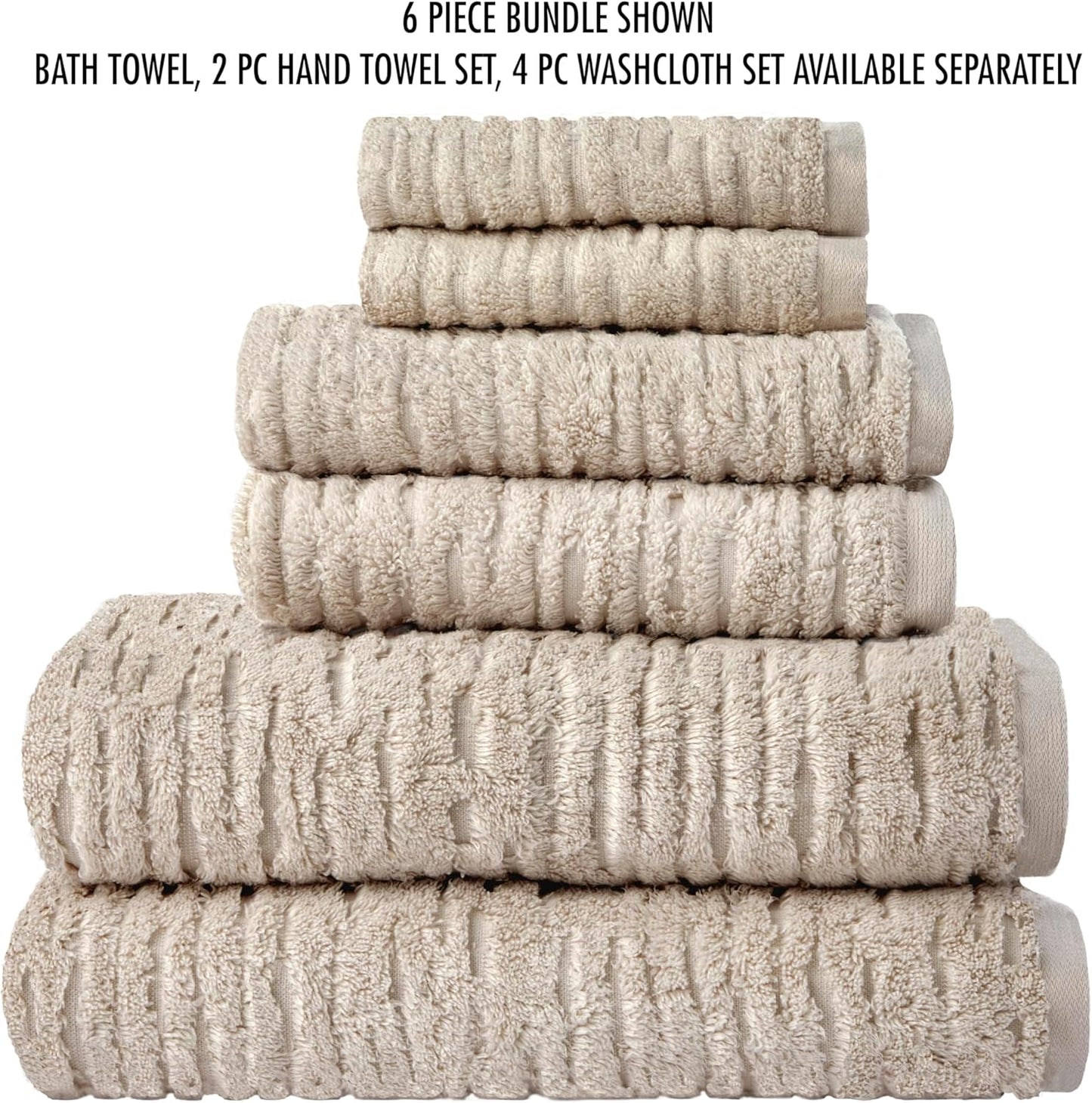 SKL Home CloudSoft Cotton Luxury 4 Pc Bath Towel Set, Oatmeal