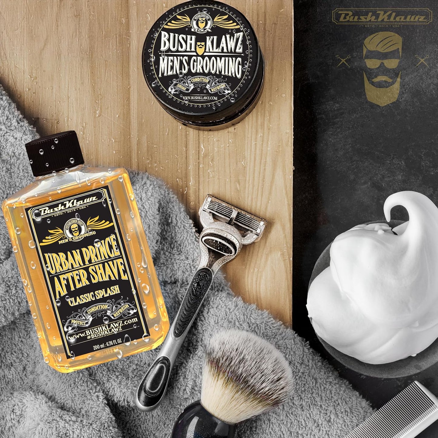 BushKlawz Classic Refreshing Cooling Soothing BarbershopBarbershop After Shave Lotion Balm Toner Splash Urban Prince Satisfy all Types of Viking Cannon Black Prime AfterShave Tonic Cologne