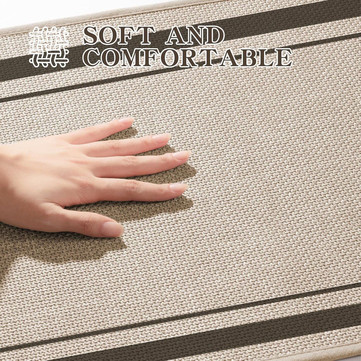 chakme Bathroom Rugs Mat U-Shaped 24x17, Ultra Thin Non Slip Bath Mat Small Quick Dry Absorbent Bath Mat for Bathroom Floor, (Light Beige, U-24"x17")