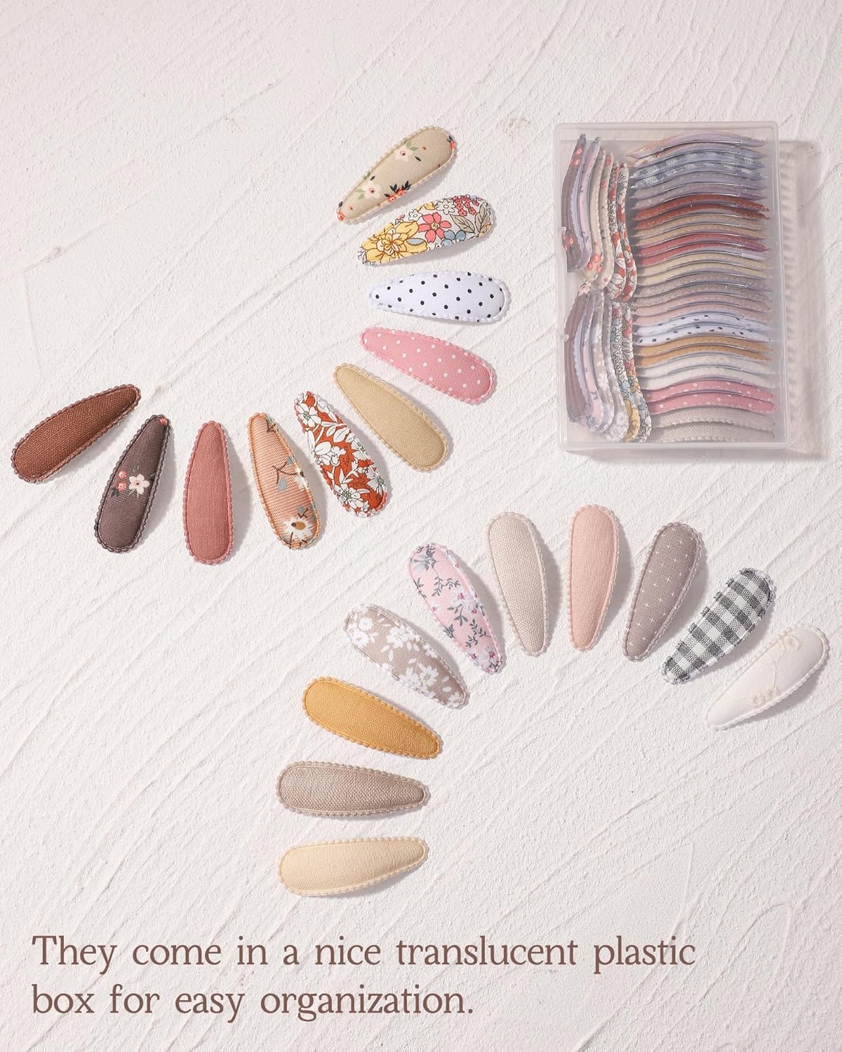 doboi 40 Pcs Floral Print 2.2 Inches Hair Clips and Bows for Baby Girls - Non-Slip Snap Barrettes and Hair Accessories