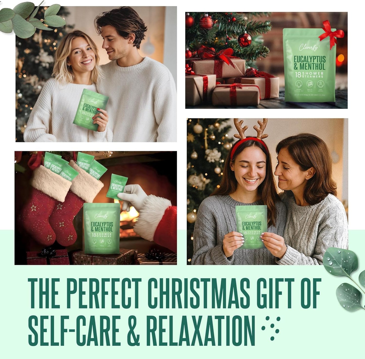 Cleverfy Eucalyptus for Shower Steamers Aromatherapy – Stocking Stuffers for Women, Teens and Wife – Christmas Gifts for Women and Teen Girls – White Elephant Gifts for Adults – 18 Tablets