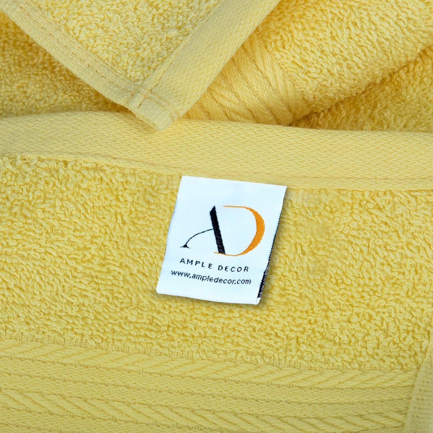 Ample Decor Hand Towel 18 X 28 Inch Pack of 6 600 GSM 100% Cotton,Oeko Tex Certified Soft Absorbent Thick Durable Premium Quality, for Hotel, Bathroom, Spa,Daily Use,Gym-Machine Washable-Yellow