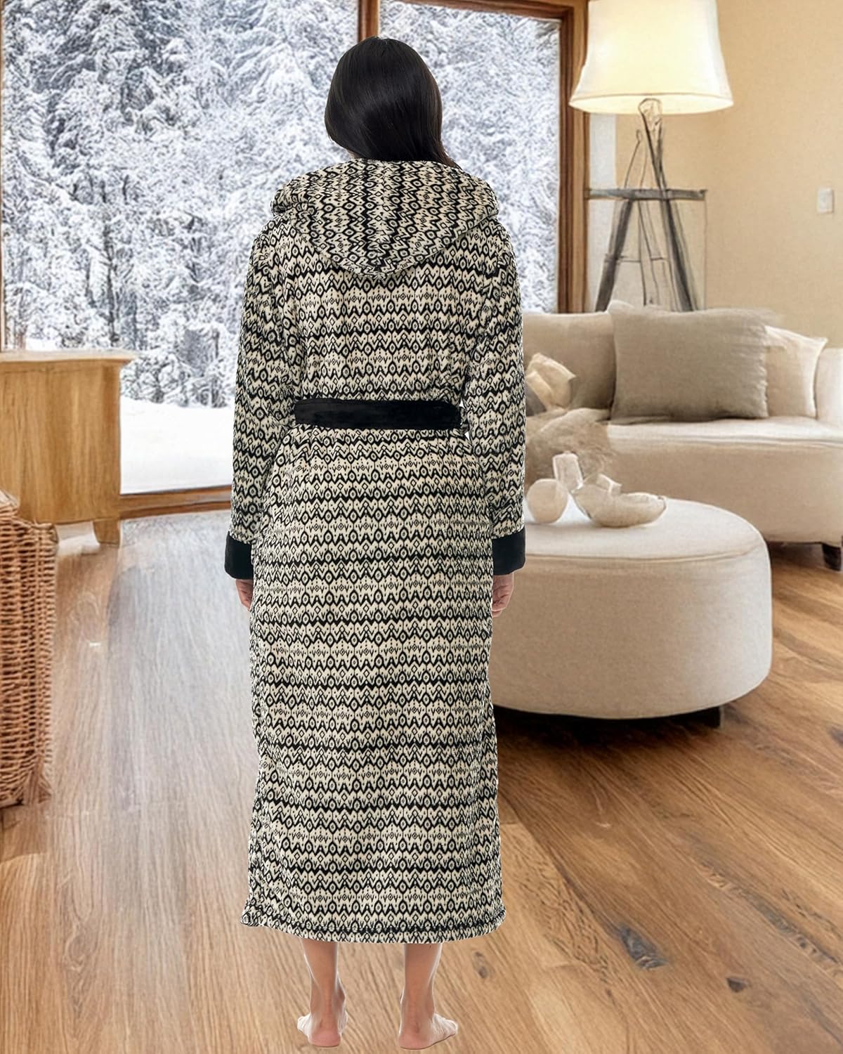 Alexander Del Rossa Womens Robe, Long Plush Bathrobe with Hood, Hooded Robes for Women Plus Size Bath Robe