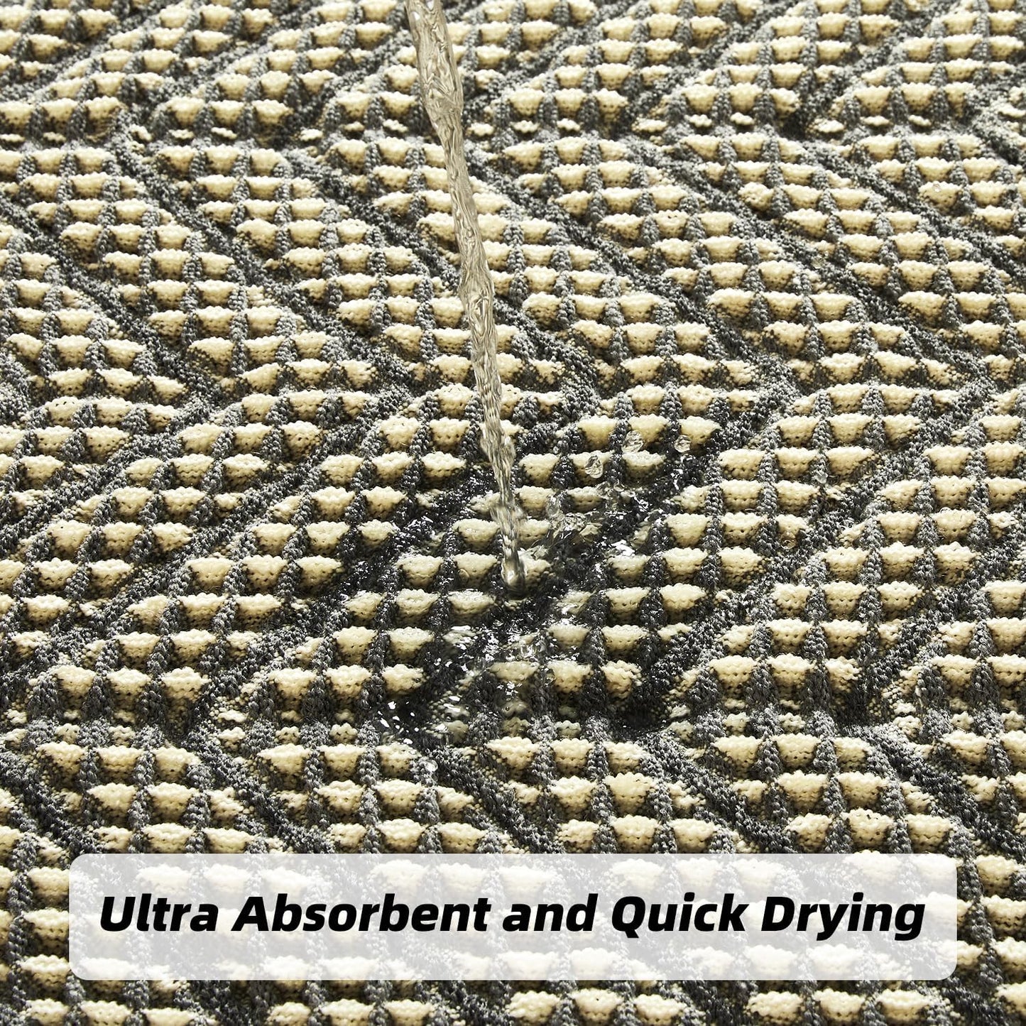 Bath Mats for Bathroom Non Slip,Waffle Luxury Bath Mat,Machine Washable Bath Mat for Shower,Ultra Soft Bathmat,Bluish Grey & Yellow,18"*30"