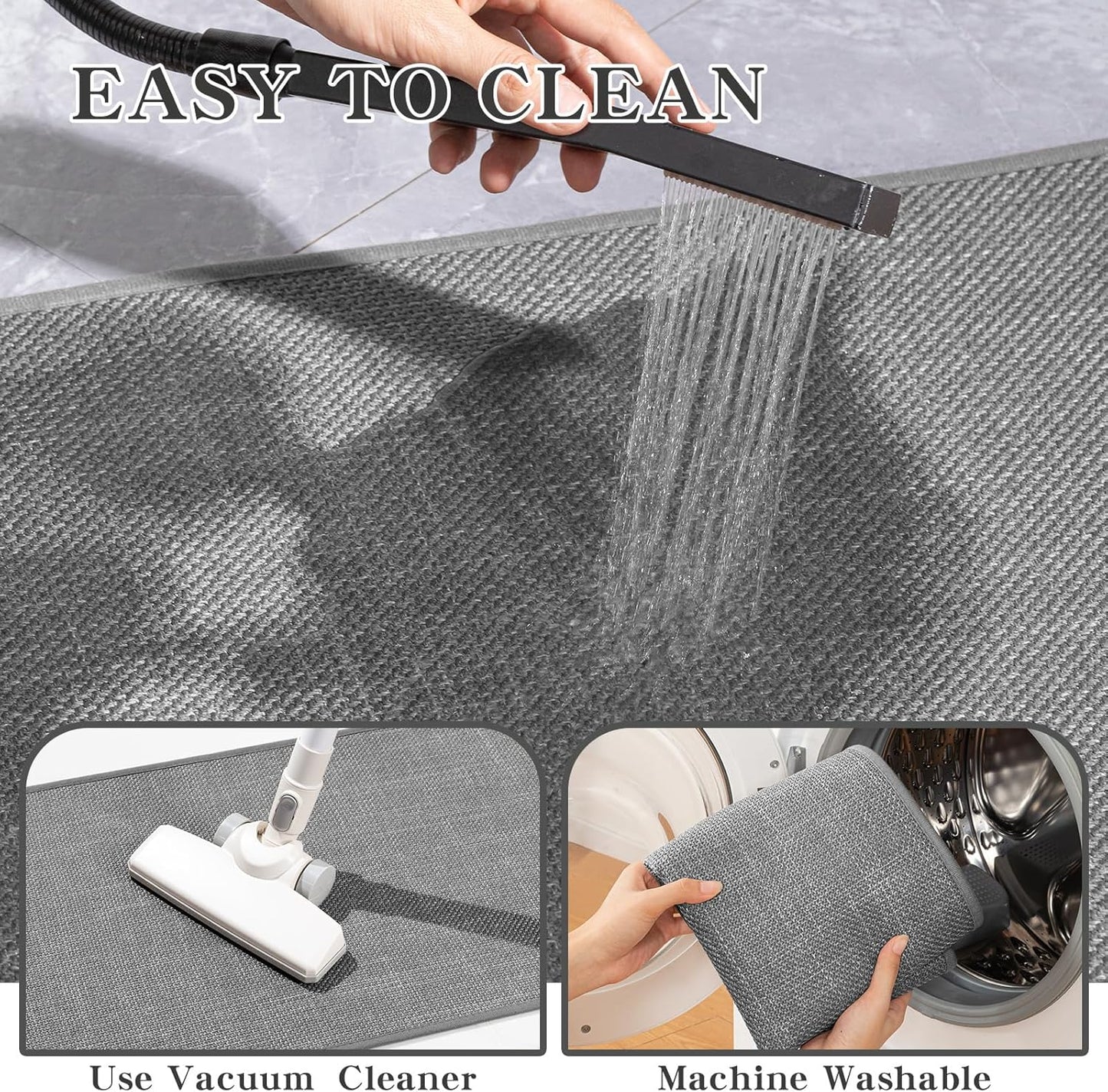 chakme Bath Mat 47x25, Ultra Thin Non Slip, Quick Dry Absorbent, Dark Grey, Large
