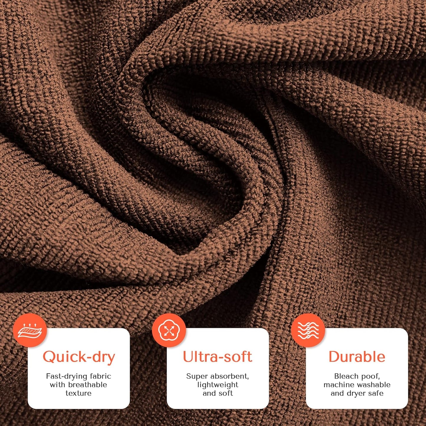 TASALON Microfiber Hair Towel for Salon - 10 Pack - 29 x 16 Inches, Quick Dry and Ultra-Soft Facial Towels with Soft Absorbant - Brown