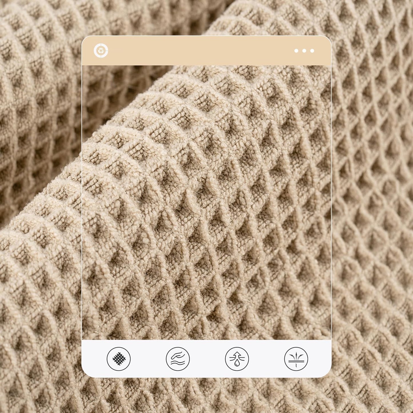 POLYTE Oversize, 60 x 30 in., Quick Dry Lint Free Microfiber Bath Towel Set, 6 Piece (Waffle Weave)