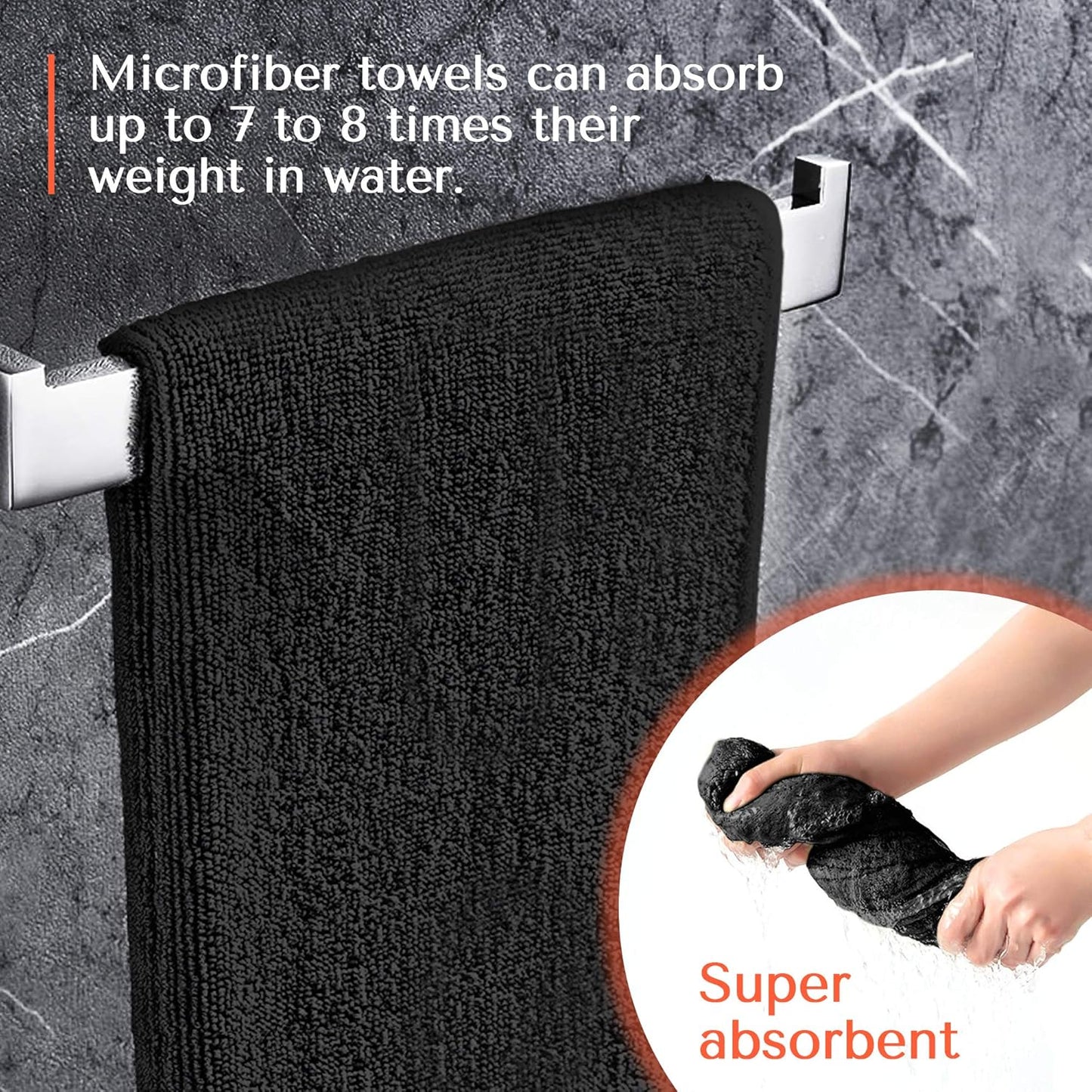 TASALON Microfiber Hair Towel for Salon - 10 Pack - 29 x 16 Inches, Quick Dry and Ultra-Soft Facial Towels with Soft Absorbant - Black