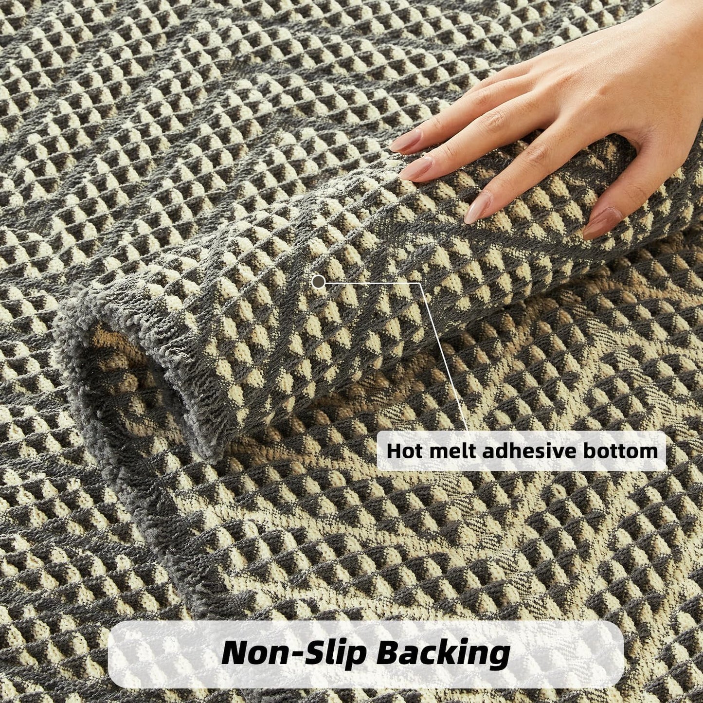 Woven Bath Mat,Upgraded Waffle Self Drying Bath Rug,Super Absorbent Non Slip Bath Drying Mat,Floor Rugs Non Slip Washable for Shower Room,Ultra Soft,Bluish Grey & Yellow,24"*36"