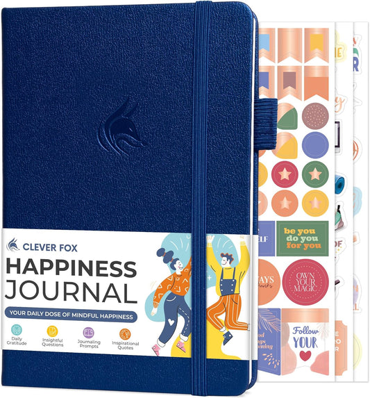Clever Fox Happiness Notebook – Daily Positivity Journal for Women with Prompts & Positive Quotes – Affirmation & Self Esteem Gifts (Mystic Blue)
