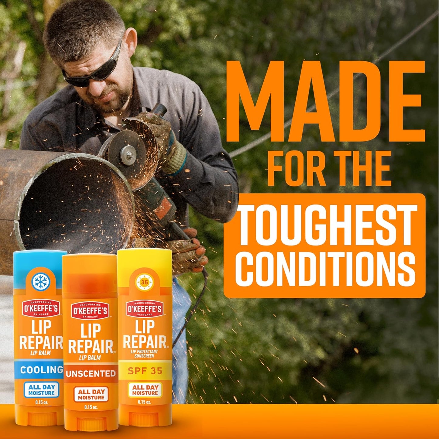 O'Keeffe's Lip Repair Lip Balm Set for Dry, Cracked Lips - Stick (Pack of 3: 1 Cooling + 1 Unscented + 1 SPF) - Moisturizer for for Extremely Cracked, Dry Lips