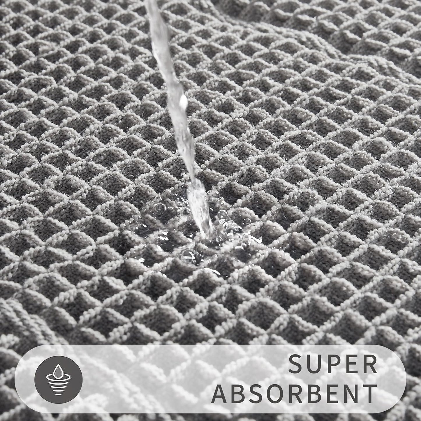 Bath Matts - Upgraded Waffle Super Absorbent, Non Slip Washable, Quick Dry Shower Mats, Ultra Soft for Bathroom Floor, Grey, 24"*36