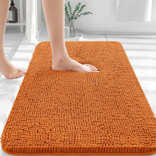 OLANLY Bathroom Rugs 36x24, Extra Soft Absorbent Chenille Bath Rugs, Rubber Backing Quick Dry, Machine Washable Bath Mats for Bathroom Floor, Tub and Shower, Home Decor Accessories, Clay