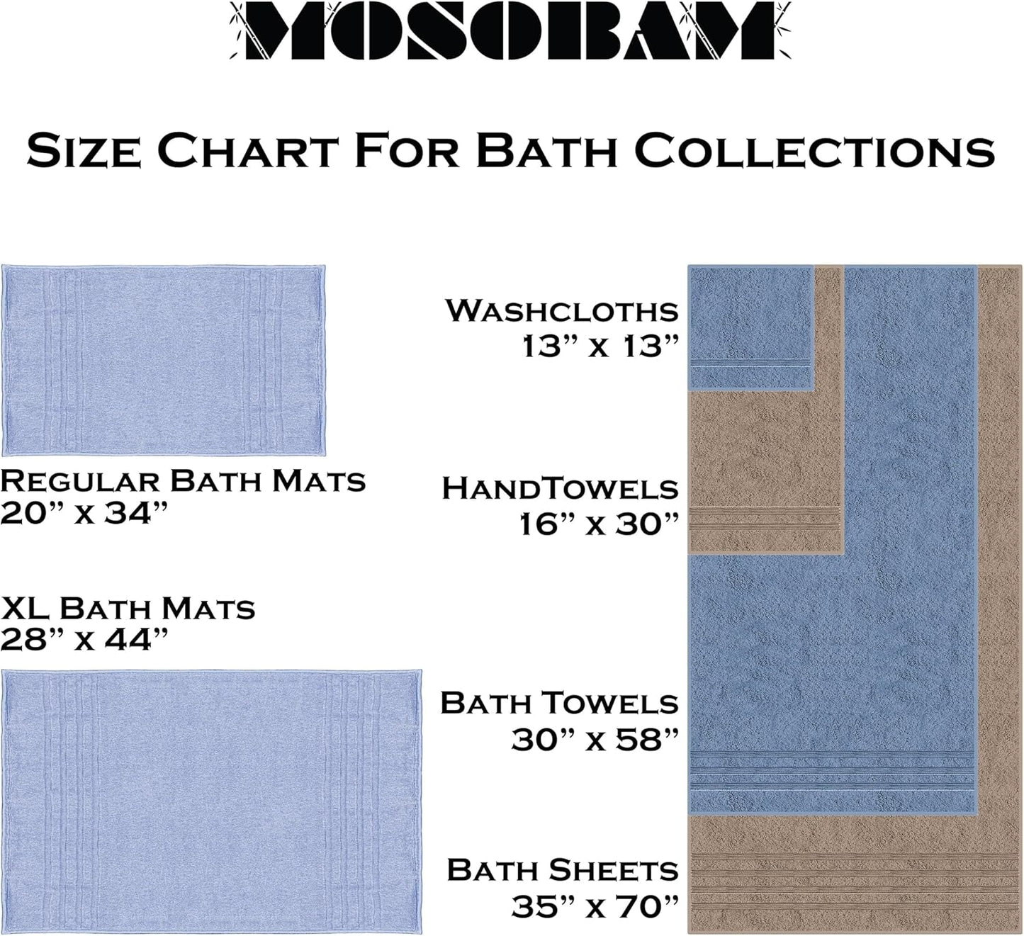 Mosobam Luxury Turkish Set of 6 Hand Towels 16X30 Allure Blue 700 GSM Bamboo Viscose & Aegean Turkish Combed Cotton