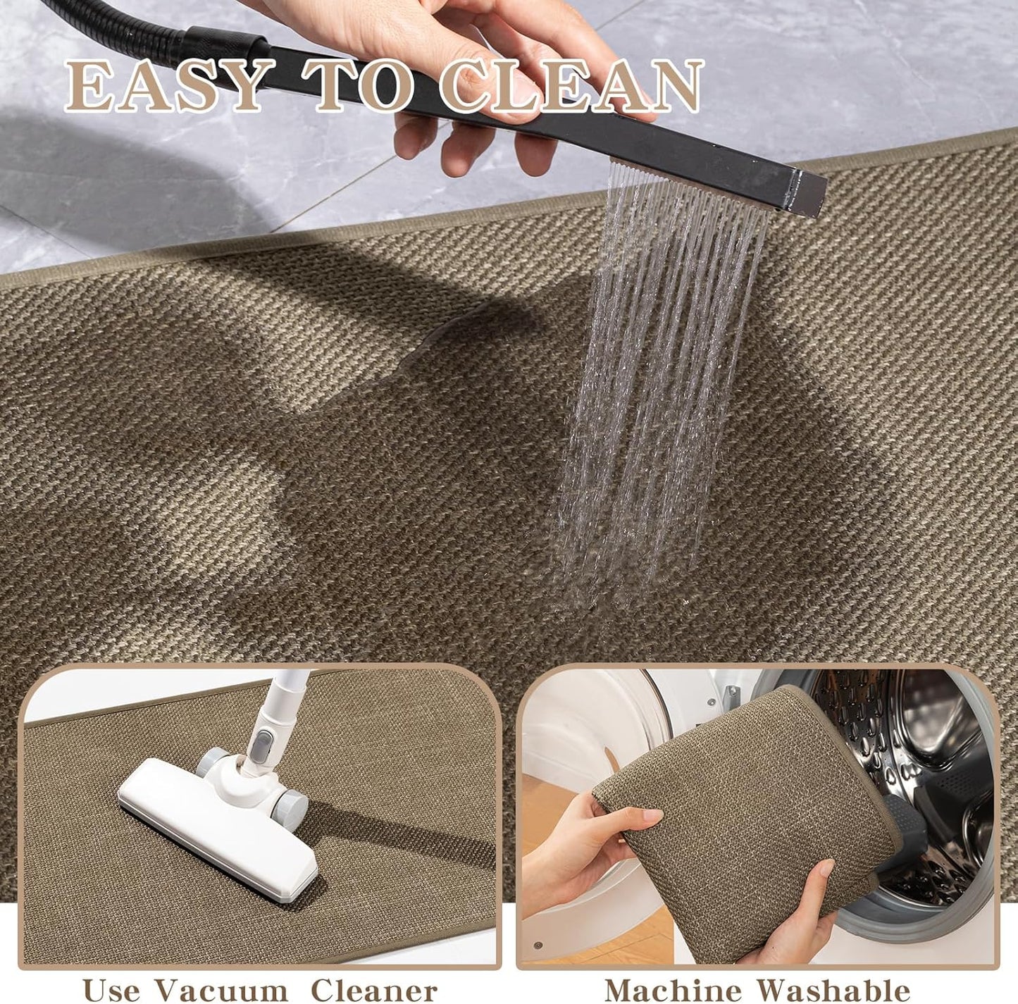 chakme Bathroom Rugs Mat 24x17, Ultra Thin Non Slip Bath Mat Small Quick Dry Absorbent Bath Mat for Bathroom Floor, (Dark Beige, 24"x17")