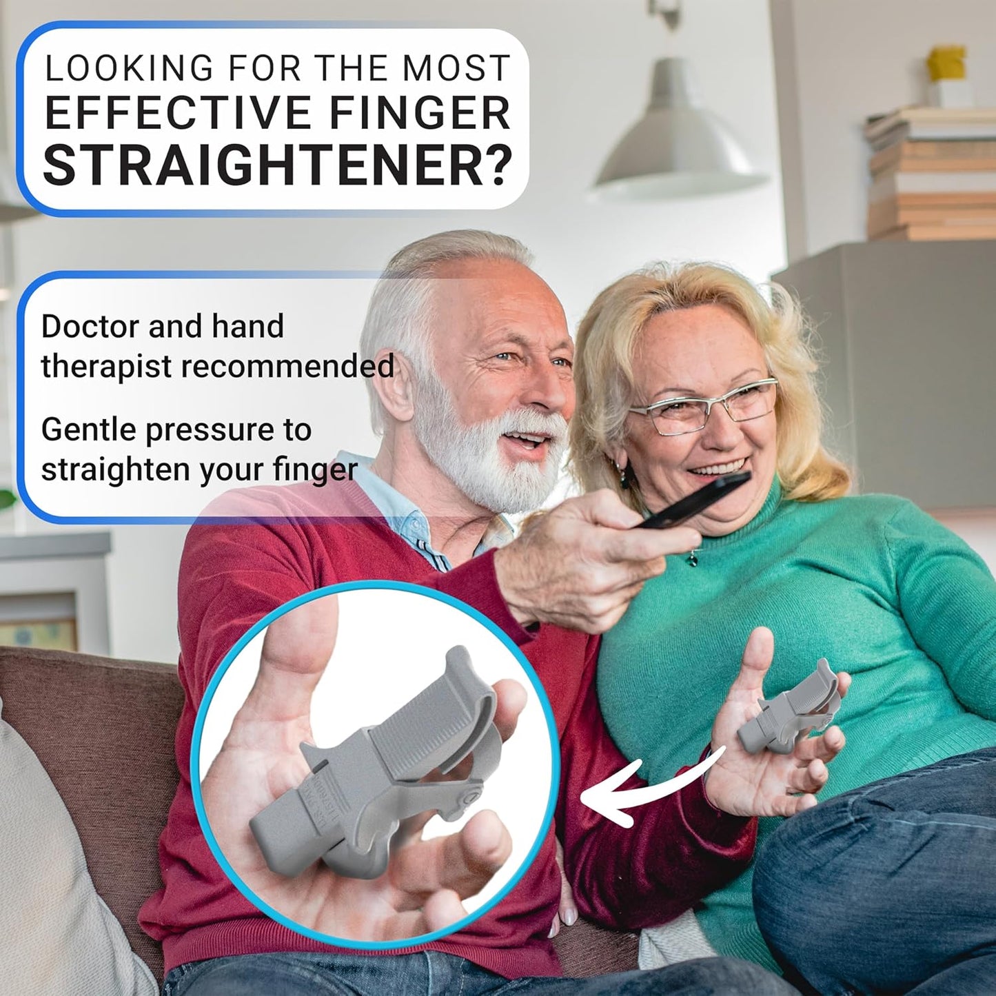 Finger Straightener | PIP Extension Orthosis/Splint For Bent Fingers, PIP Flexion Contractures | Adjustable Joint Stretcher Device | Made in USA | Purple/X-Small