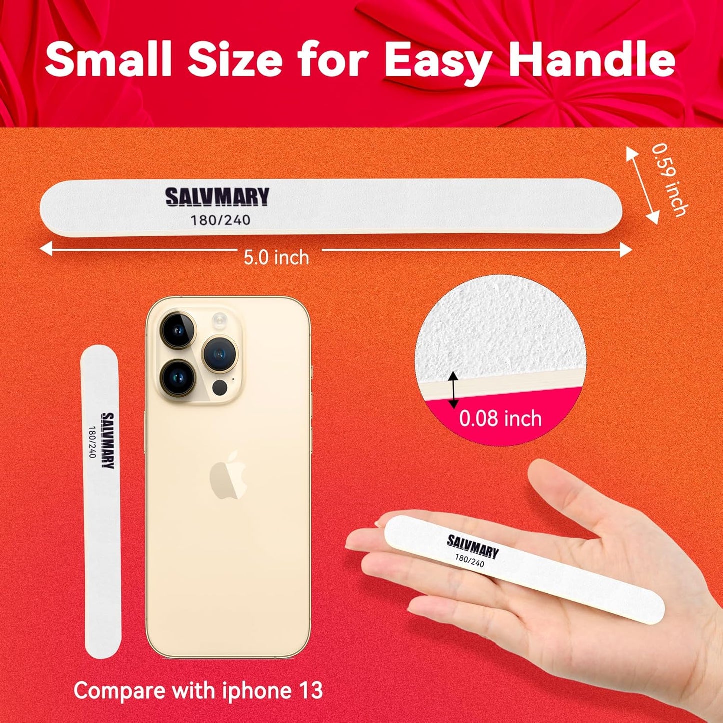 Professional Disposable Small Nail Files 180/240 Grit Double Sided White Emery Boards for Nails Manicure Pedicure Tools 50Pcs