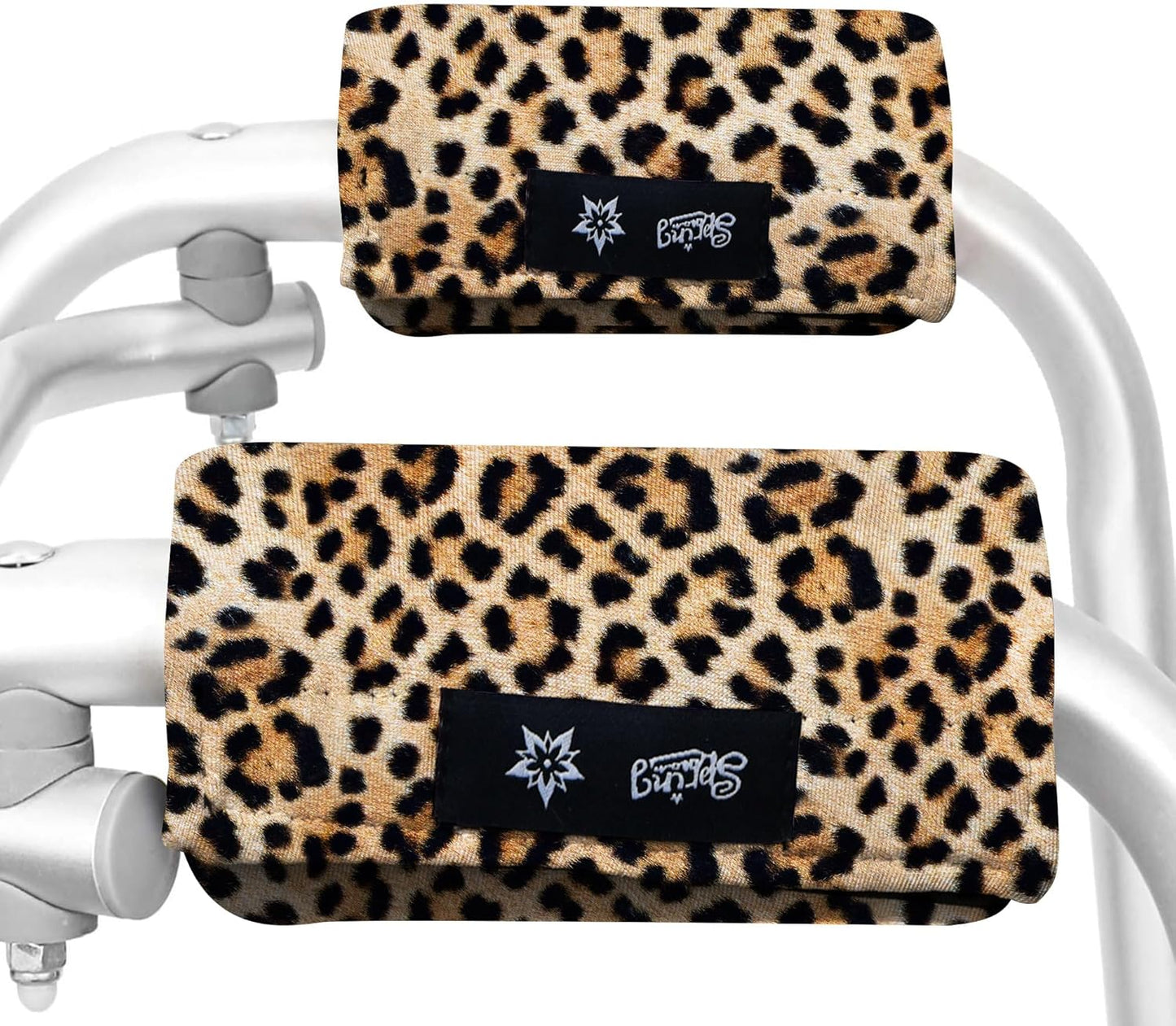 Universal Walker Hand Grip Padded Covers Non-Slip Cushion Foam for Folding Wheelchair Rollator Crutch Handle Pads 2-Pack Leopard