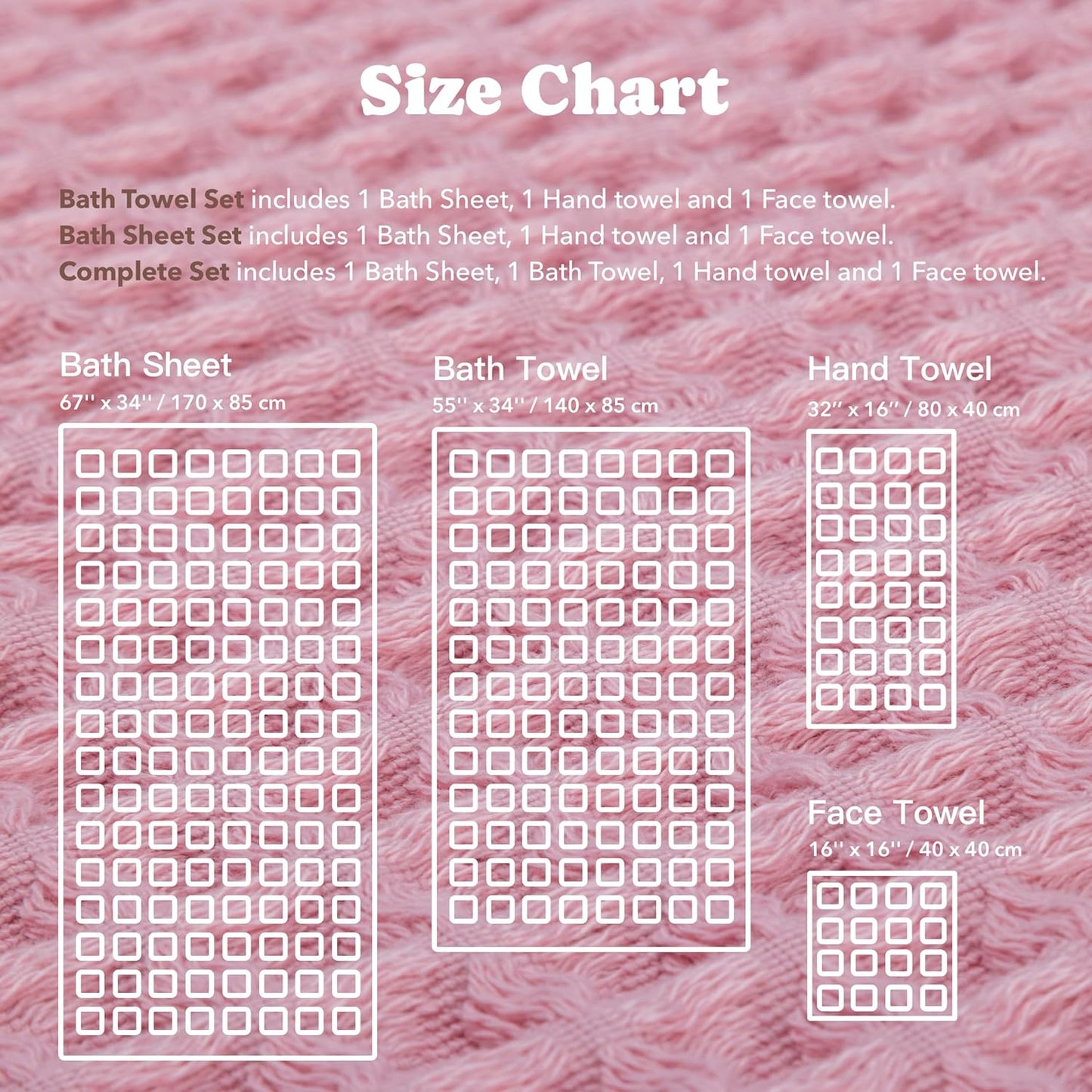 Luxury Japanese Cotton Silk Waffle Bath Towel | Plush, Absorbent, and Quick Dry (Sakura Pink, Face Towel (6 Pack))