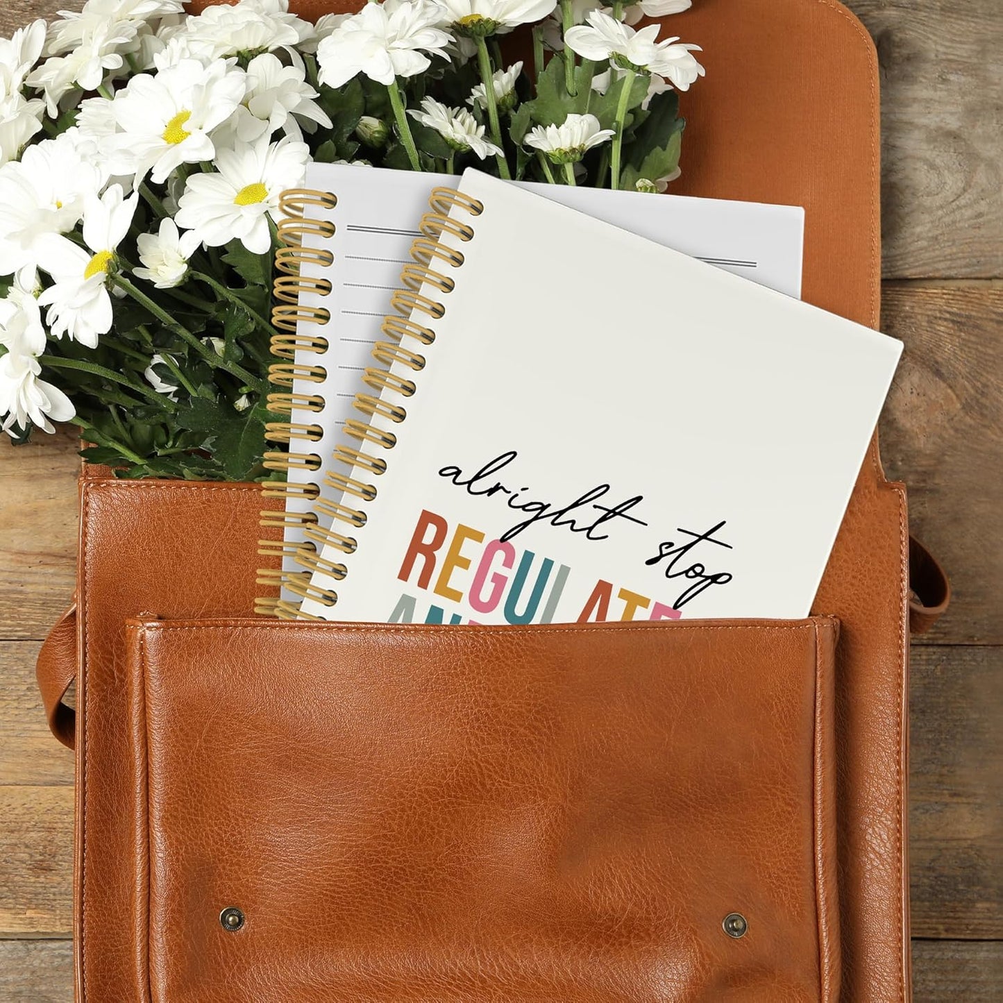 CUANFDDSF Mental Health Notebook, Mental Health Therapy Journal Notebooks for Women, Counselor Gifts for Women,School Supplies, Alright Stop Regulate and Listen Hardcover Spiral Notebook 5.5x8.3 Inch