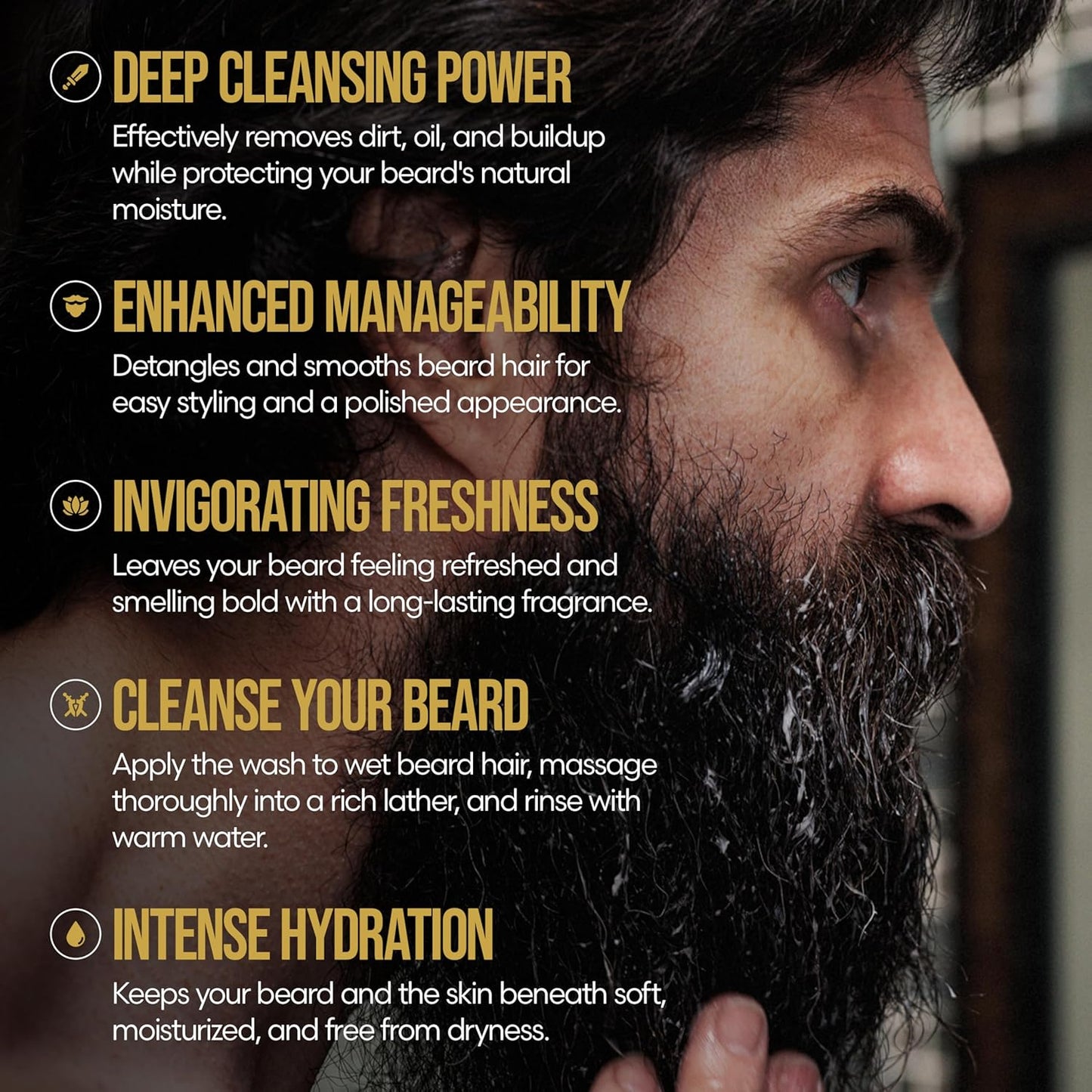 The Beard Struggle - Radiance Beard Wash & Conditioner Bundle - Gold Collection - Pack of 2, Valhalla's Gates - Nourish, Cleanse, Softens, & Strengthens Beard - Beard Wash and Conditioner for Men