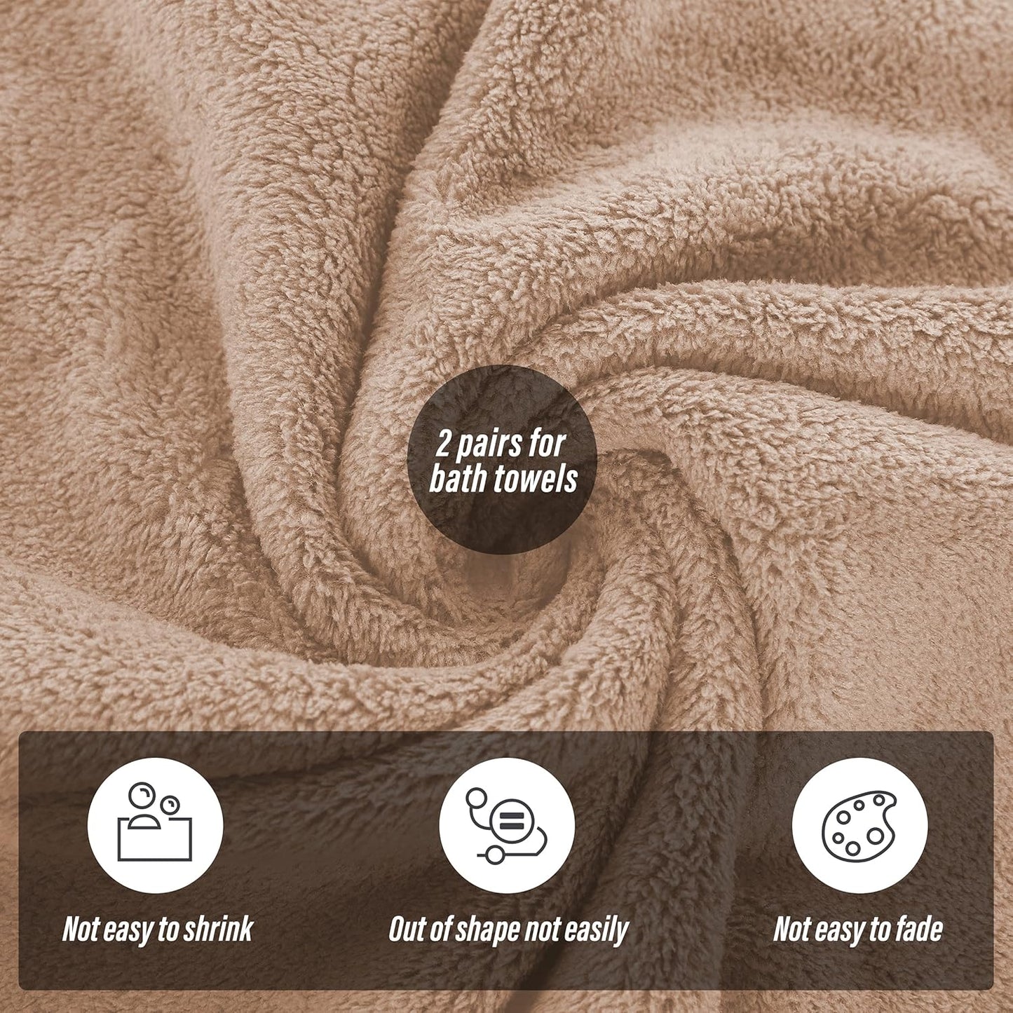 MOONQUEEN 2 Pack Premium Bath Towel Set - Quick Drying - Microfiber Coral Velvet Highly Absorbent Towels - Multipurpose Use as Bath Fitness, Bathroom, Shower, Sports, Yoga Towel (Brown)
