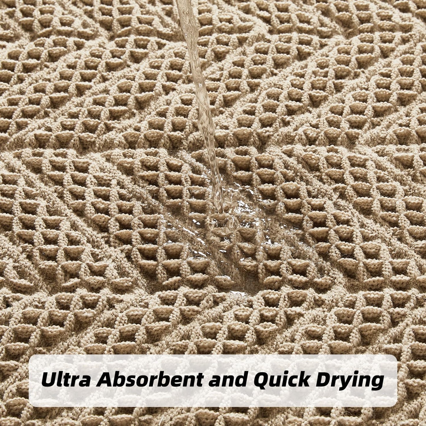 Bath Mats,Upgraded Waffle Super Absorbent Bath Mat,Bathroom Rugs Non Slip Washable, Quick Dry Shower Mats, Ultra Soft Bath Mats for Bath Floor,Brown,24"*36"