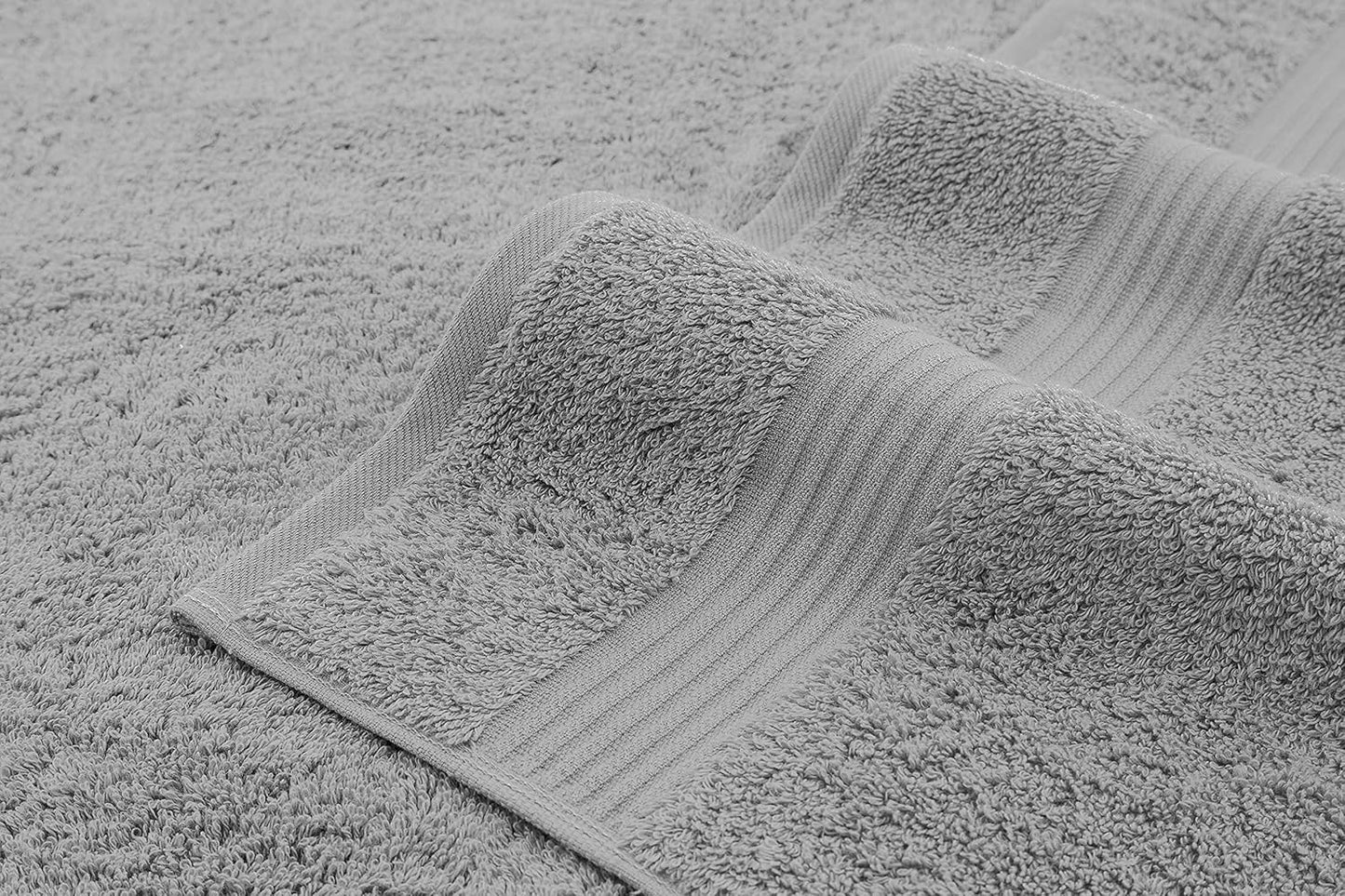 American Veteran Towel, 100% Cotton Turkish 6 Piece Towel Set, Luxury Towels Set of 6 for Bathroom Essentials, 2 Bath Towel 2 Hand Towel 2 Washcloth, Light Grey