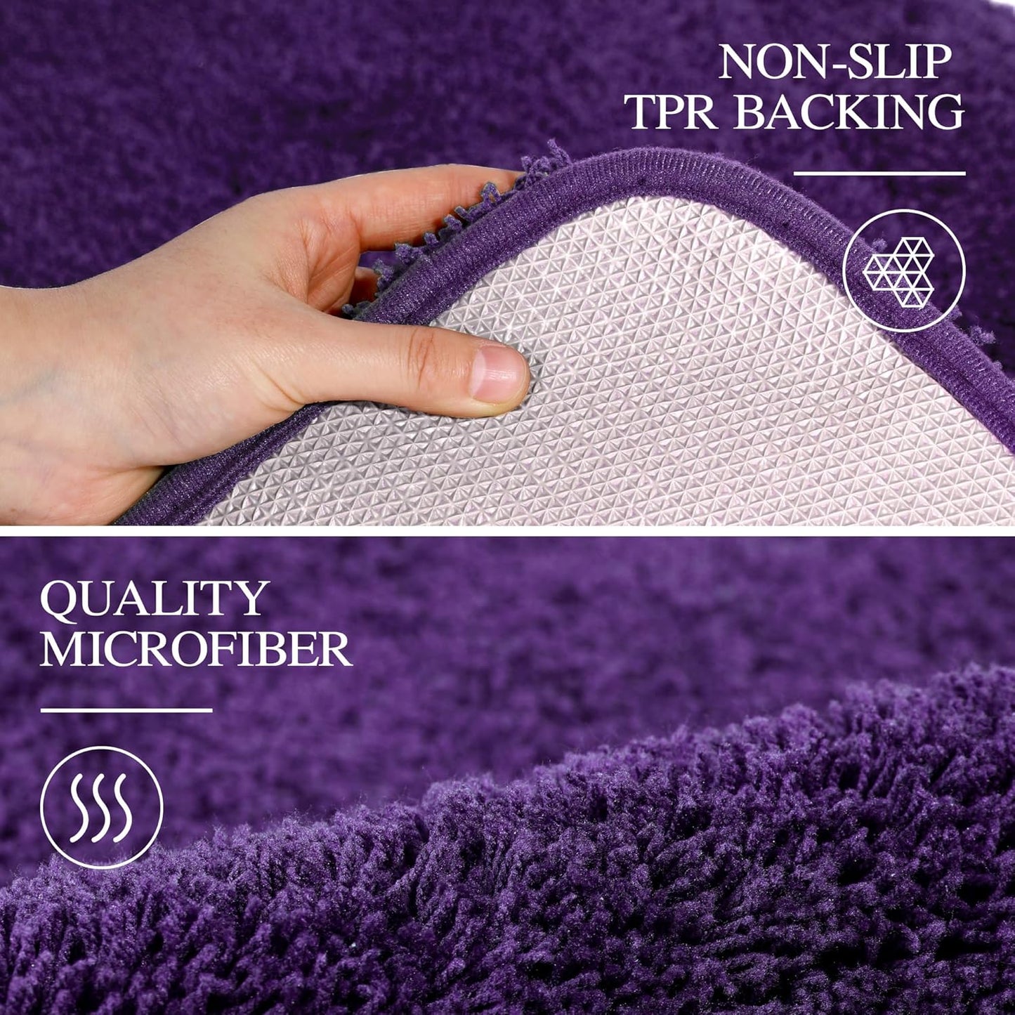 Walensee Large Bathroom Rug (24 x 72, Dark Purple) Extra Soft and Absorbent Shaggy Bath Mat Machine Washable Microfiber Non Slip Luxury Floor Mat