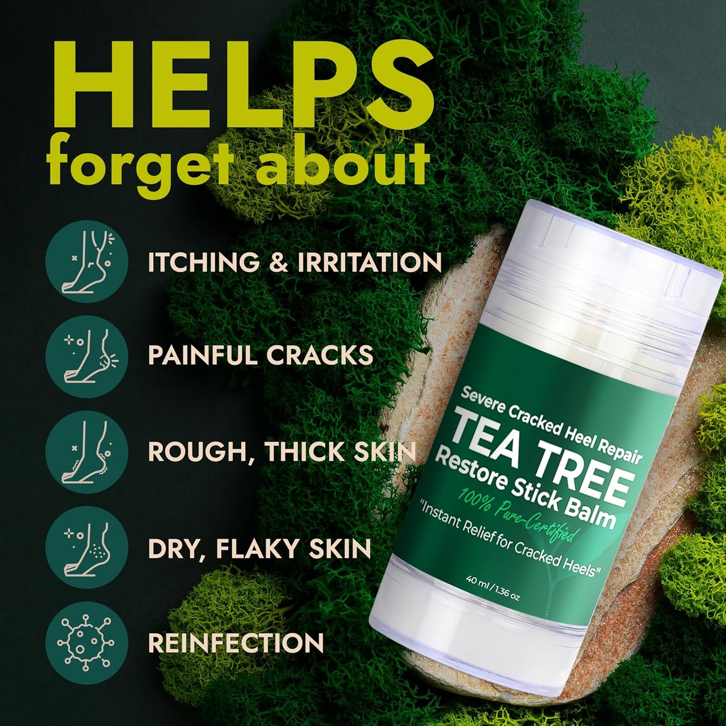 Foot Balm for Dry Cracked Feet | Foot Balm Stick for Dry Cracked Feet Tough Skin on The Heels and Intensely Moisturizing | No Mess Applicator | 2 Pack Stick