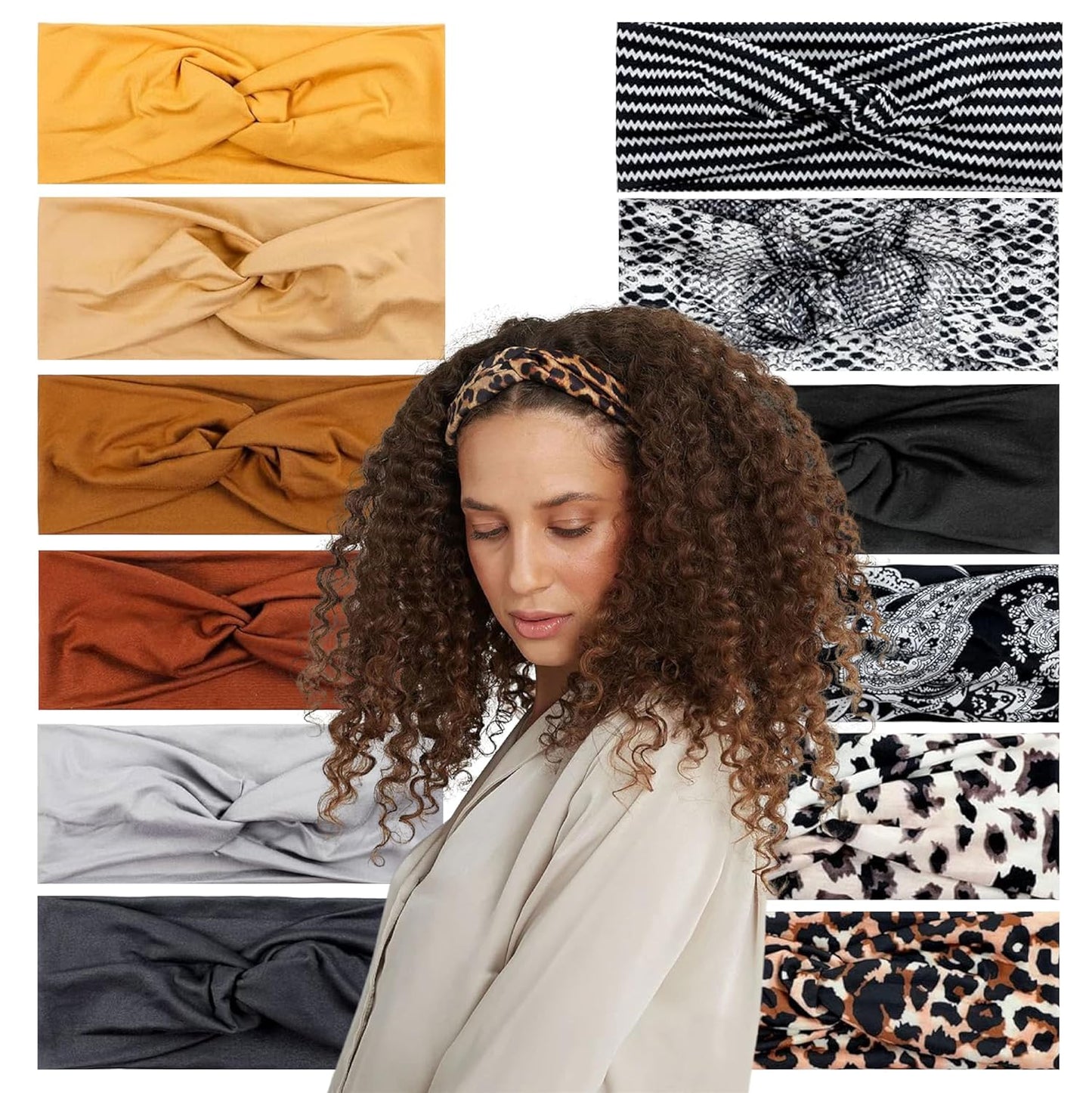 Lotus78, Pack of 12 Wide Headbands for Women Non Slip, Fashionable Sports Hair Bands for Women's Hair, Soft Elastic Stretchy Head bands, Yoga Workout Headbands for Women Daily Fashion(Multicolor icon)