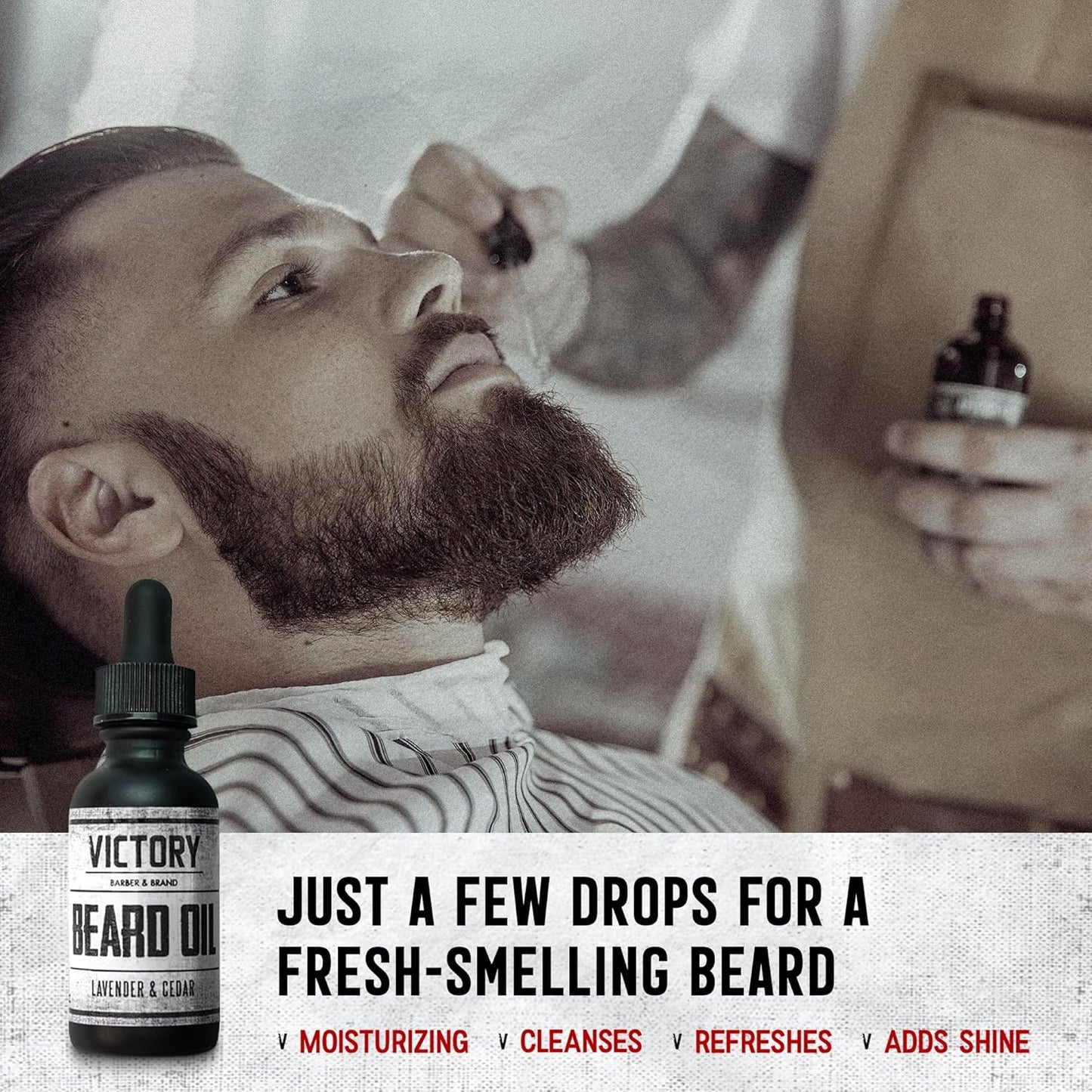 Victory Barber & Brand Beard Oil | End Beardruff with Moisturizing Conditioner for Men | Get Beard Envy | Lightly Scented with Cedar and Lavender | Made in the USA