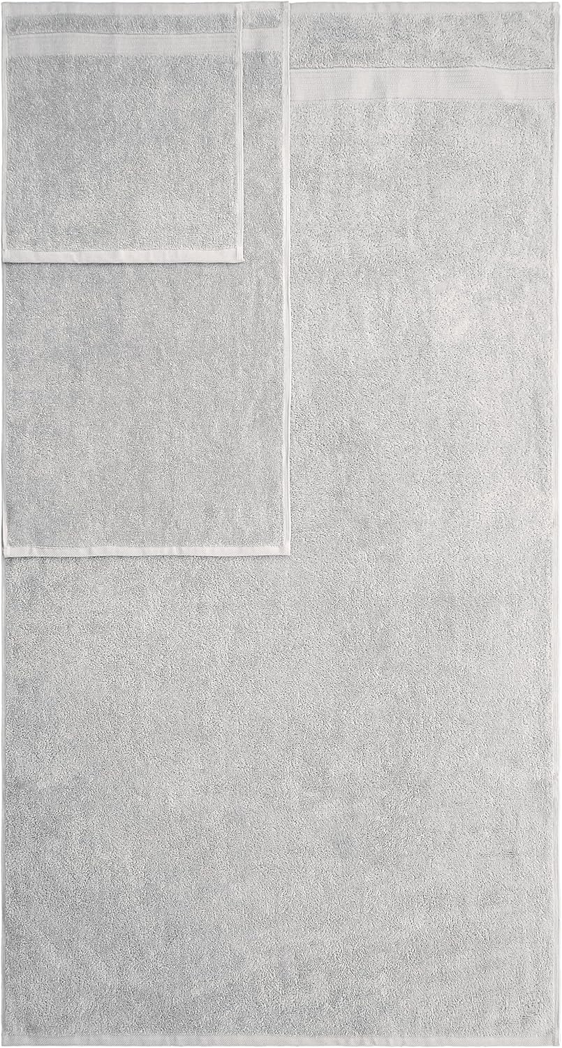 American Veteran Towel, 6 Piece Towel Set for Bathroom, 100% Cotton Turkish Bathroom Towels, 2 Bath Towels 2 Hand Towels 2 Washcloths, Silver Grey