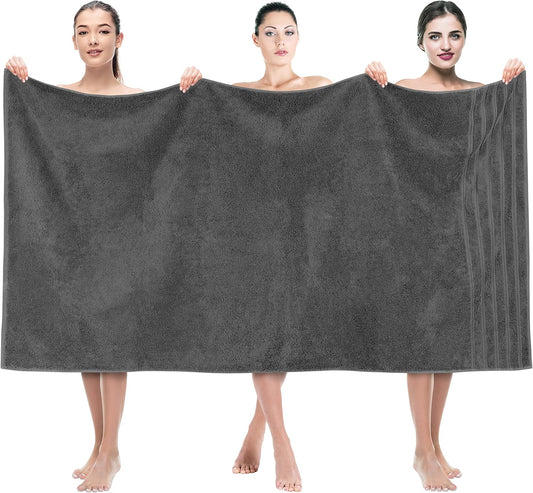 American Soft Linen 35x70 Jumbo Large Bath Towels, 600 GSM 100% Cotton Turkish Bath Sheet, Oversized Luxury Bath Towels for Bathroom Beach and Pool, Dark Gray
