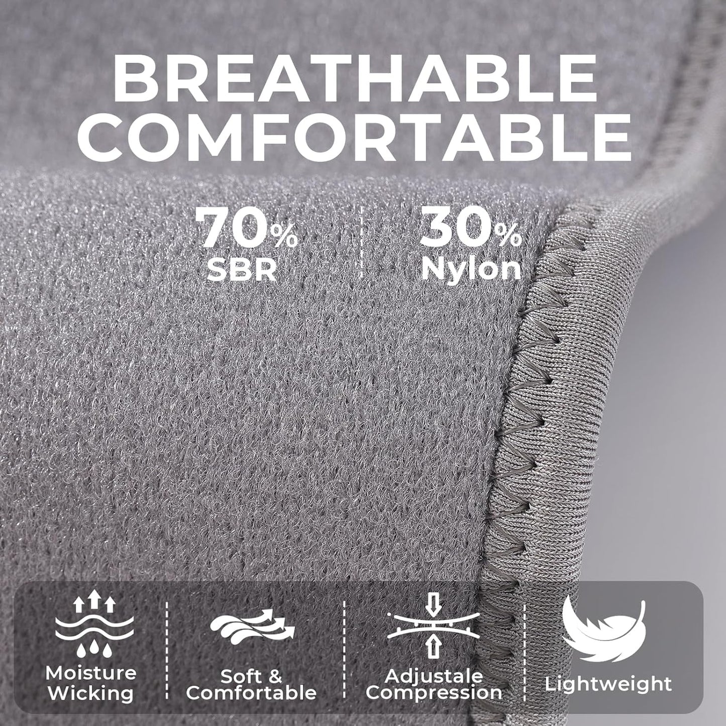 NeoTech Care Wrist Band - Elastic & Breathable Fabric - Adjustable Compression Strap - Men, Women, Right or Left - Support Wrap for Protection or Sports (Gray Color, Size S, 1 Pair)