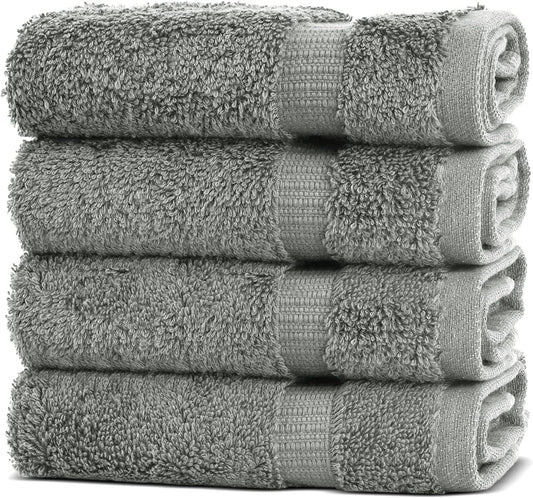 Chakir Turkish Linens | Hotel & Spa Quality 100% Cotton Premium Turkish Towels | Soft & Absorbent (4-Piece Washcloths, Gray)