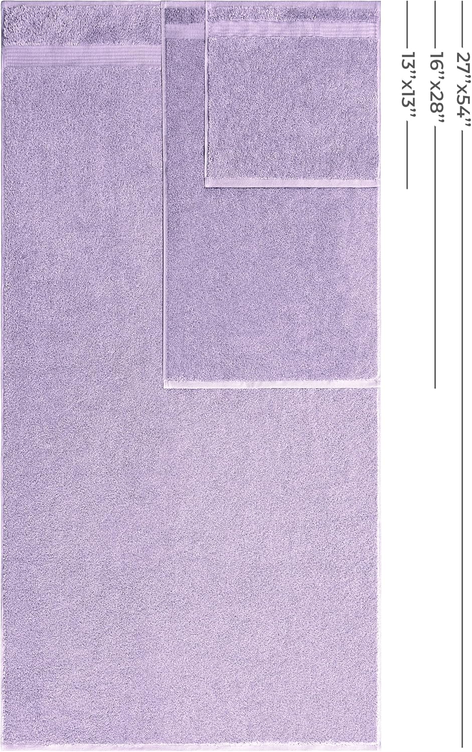 American Veteran Towel, 100% Cotton Turkish 6 Piece Towel Set, Luxury Towels Set of 6 for Bathroom Essentials, 2 Bath Towel 2 Hand Towel 2 Washcloth, Lilac