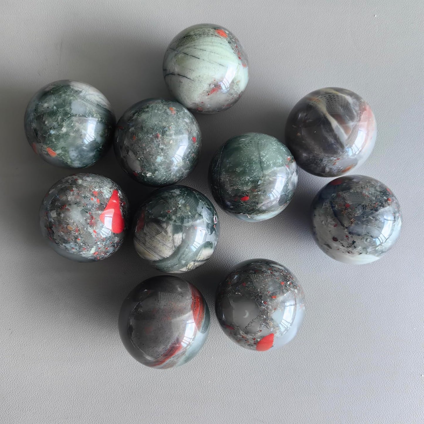 Hand Exercise Balls 30mm for Women - Set of 2 Natural Crystal Stone Spheres - Finger Joint Relief & Stress Relax, Perfect Size for Women's Hands, Africa Bloodstone