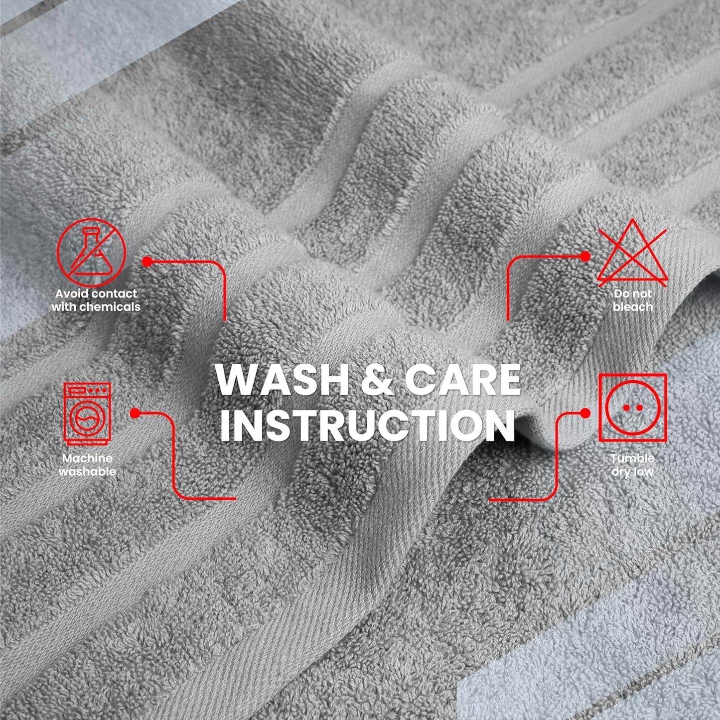 Infinitee Xclusives 100% Cotton Luxury Bath Towels Set of 2 (27x54 Inches) (Charming Grey, Bath Towels - Pack 2)