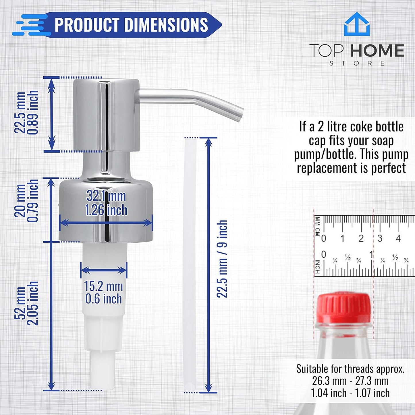 Stainless Steel Soap and Lotion Dispenser Pumps, Replacement for Your Bottles (Chrome, 2 Pack)