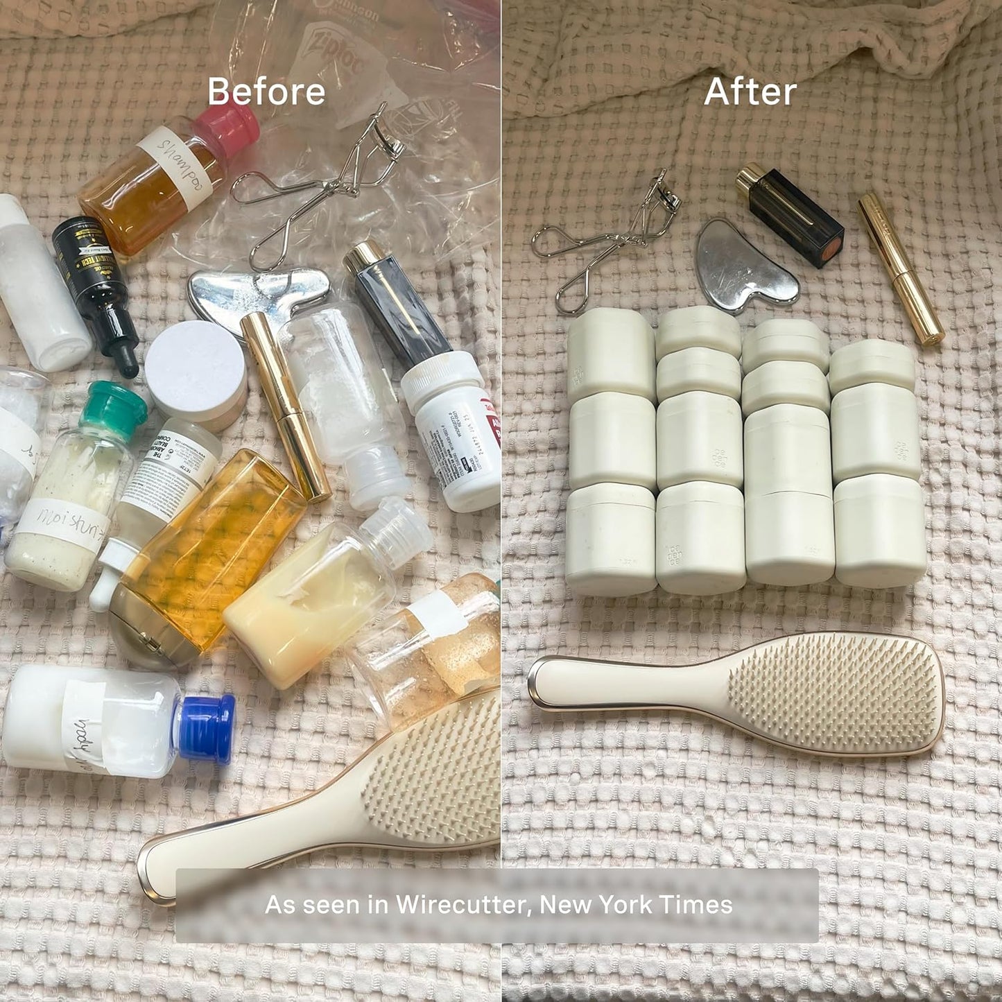 Cadence Travel Containers - Full Skincare Set - Magnetic Containers with Lids,Carry On Travel Essentials For Women/Men - 2 Small (0.56oz), 4 Medium Capsules (1.32oz), & Extender (1.43oz) - Sand