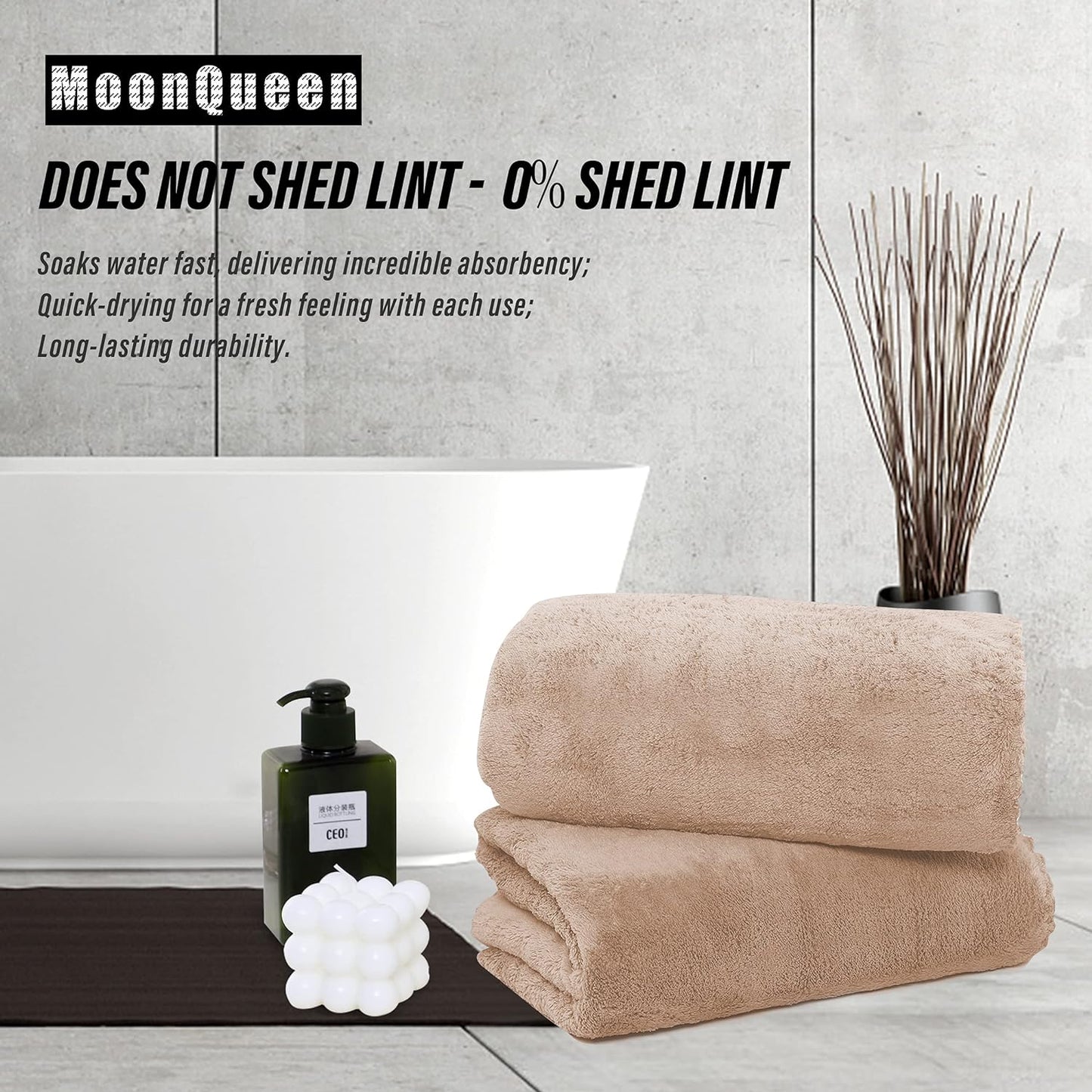 MOONQUEEN 6 Pack Premium Bath Towel Set - Quick Drying - Microfiber Coral Velvet Highly Absorbent Towels - Multipurpose Use as Bath Fitness, Bathroom, Shower, Sports, Yoga Towel (Brown)