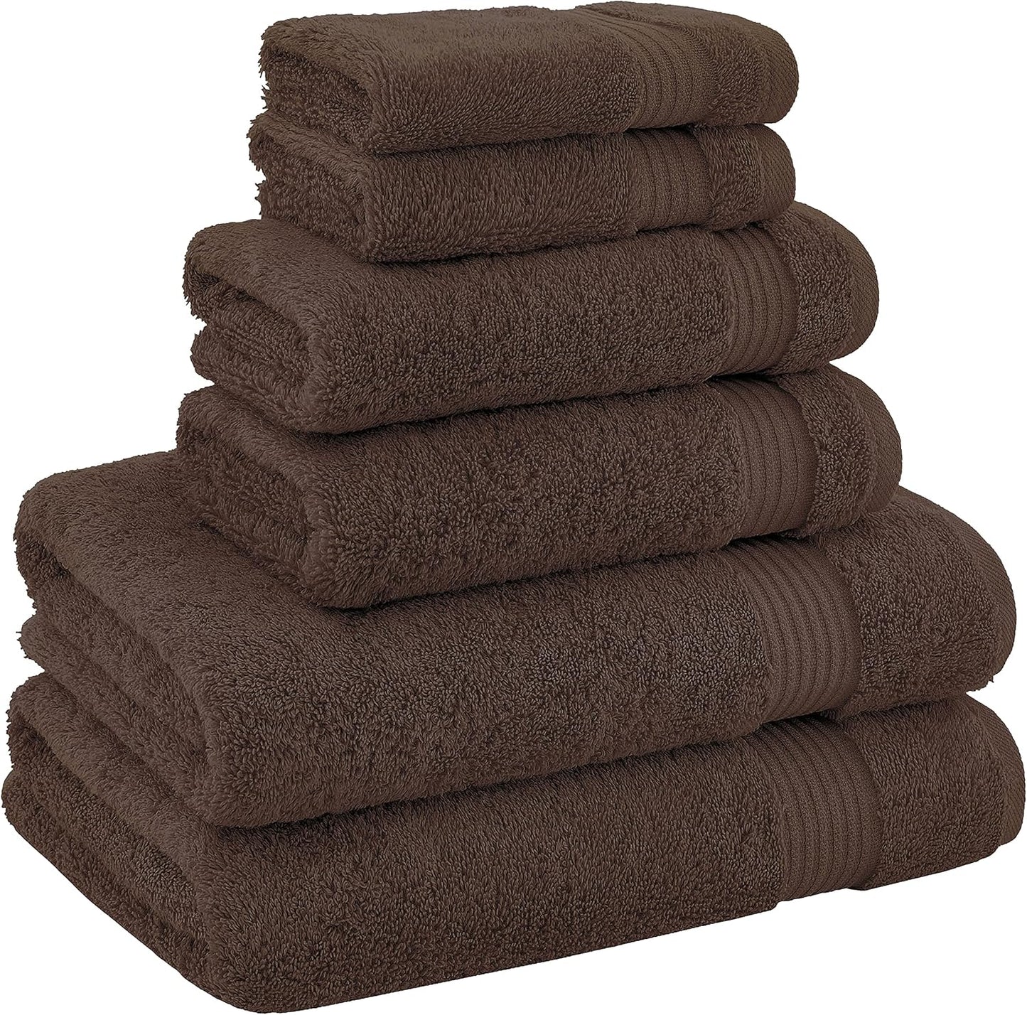 American Veteran Towel, 100% Cotton Turkish 6 Piece Towel Set, Luxury Towels Set of 6 for Bathroom Essentials, 2 Bath Towels 2 Hand Towels 2 Washcloths, Brown