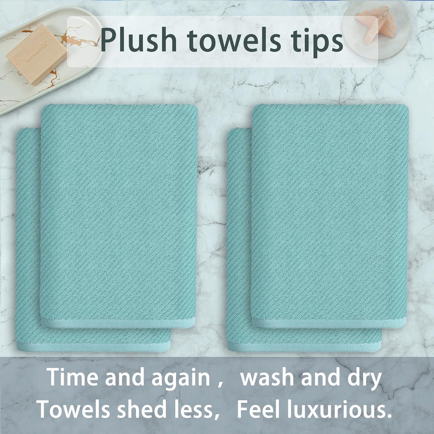 Luxury Bath Towels, 4PC Large 30" x 56" - 100% Cotton | Quick Dry | Hotel Quality | Thick | Soft | Absorbent, Lightweight Bath Towels, Shower Towel for Bathroom, Towel Gift Set, Aqua Teal